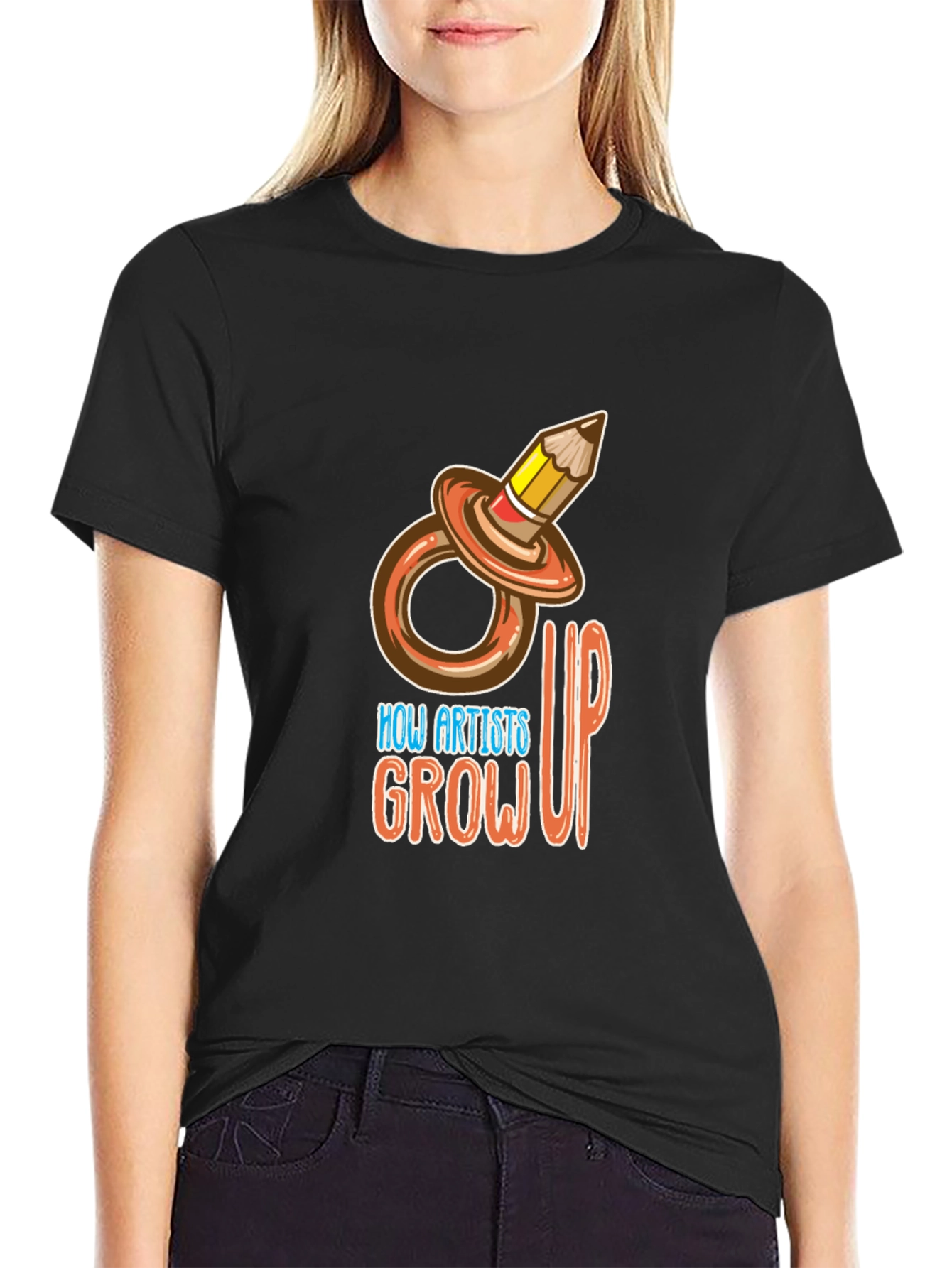 Black How Artists Grow Up T-Shirt view 2