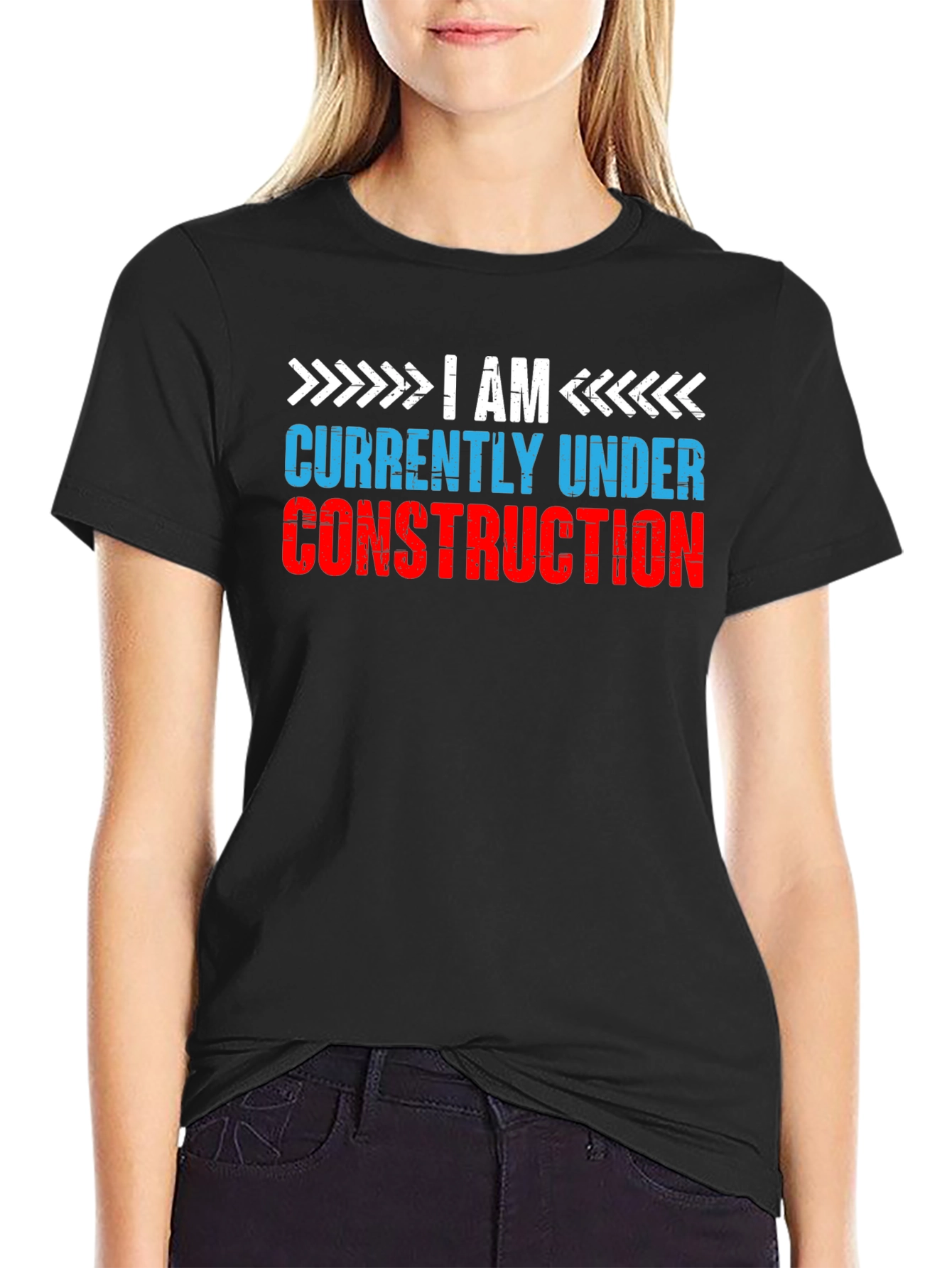Black I Am Currently Under Construction Graphic Tee view 2