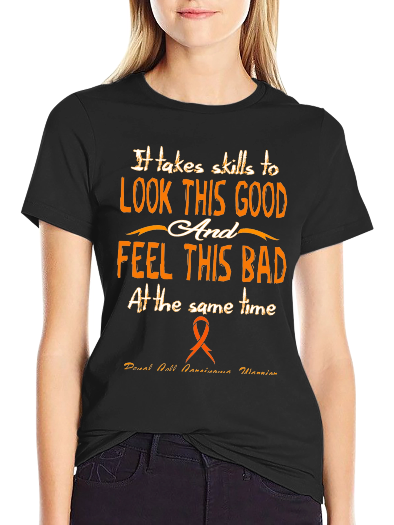 Black Funny "Look This Good" Awareness T-Shirt view 2