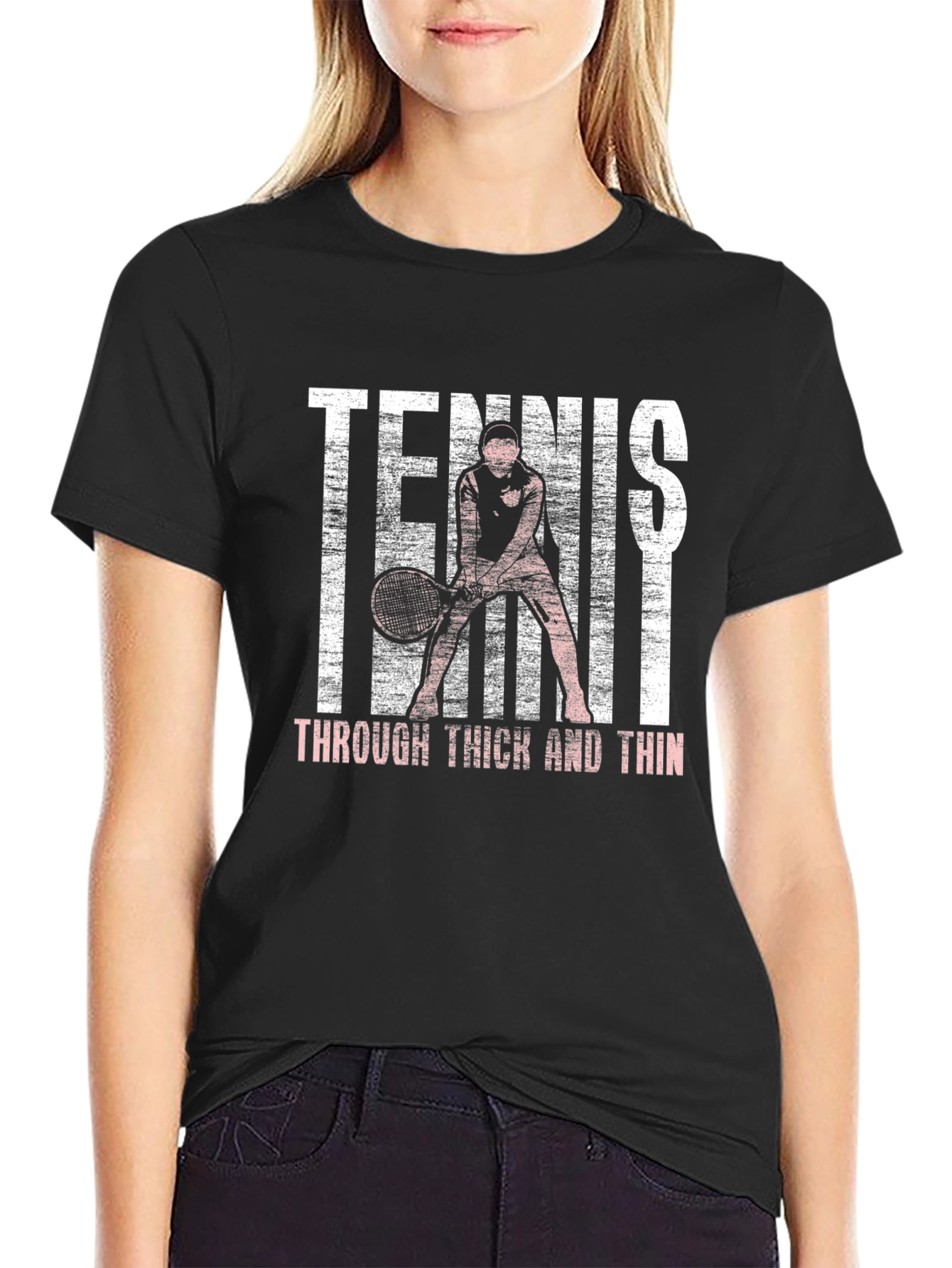 Black Tennis Through Thick and Thin Graphic Tee view 2