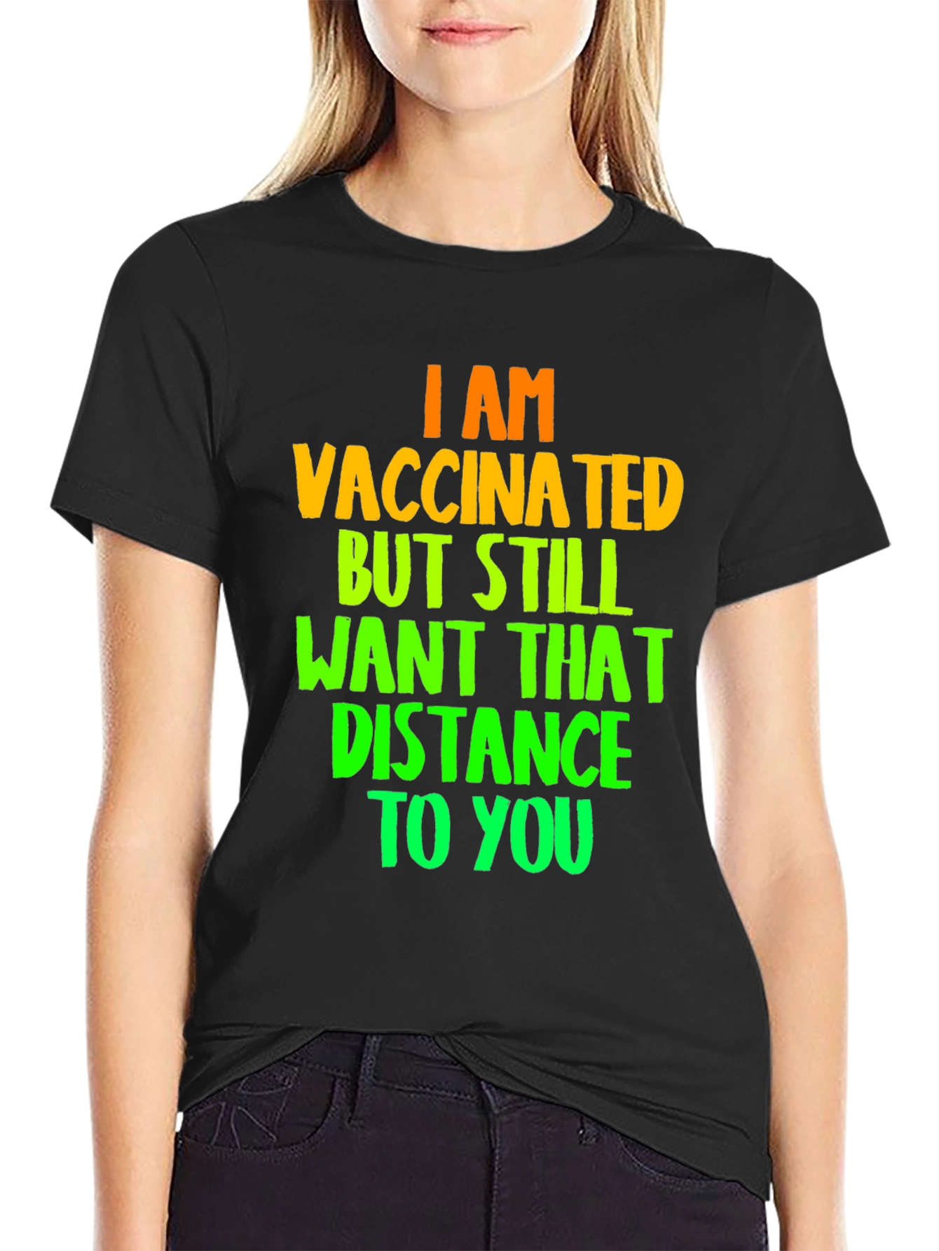 Black Vaccinated Distance T-Shirt view 2