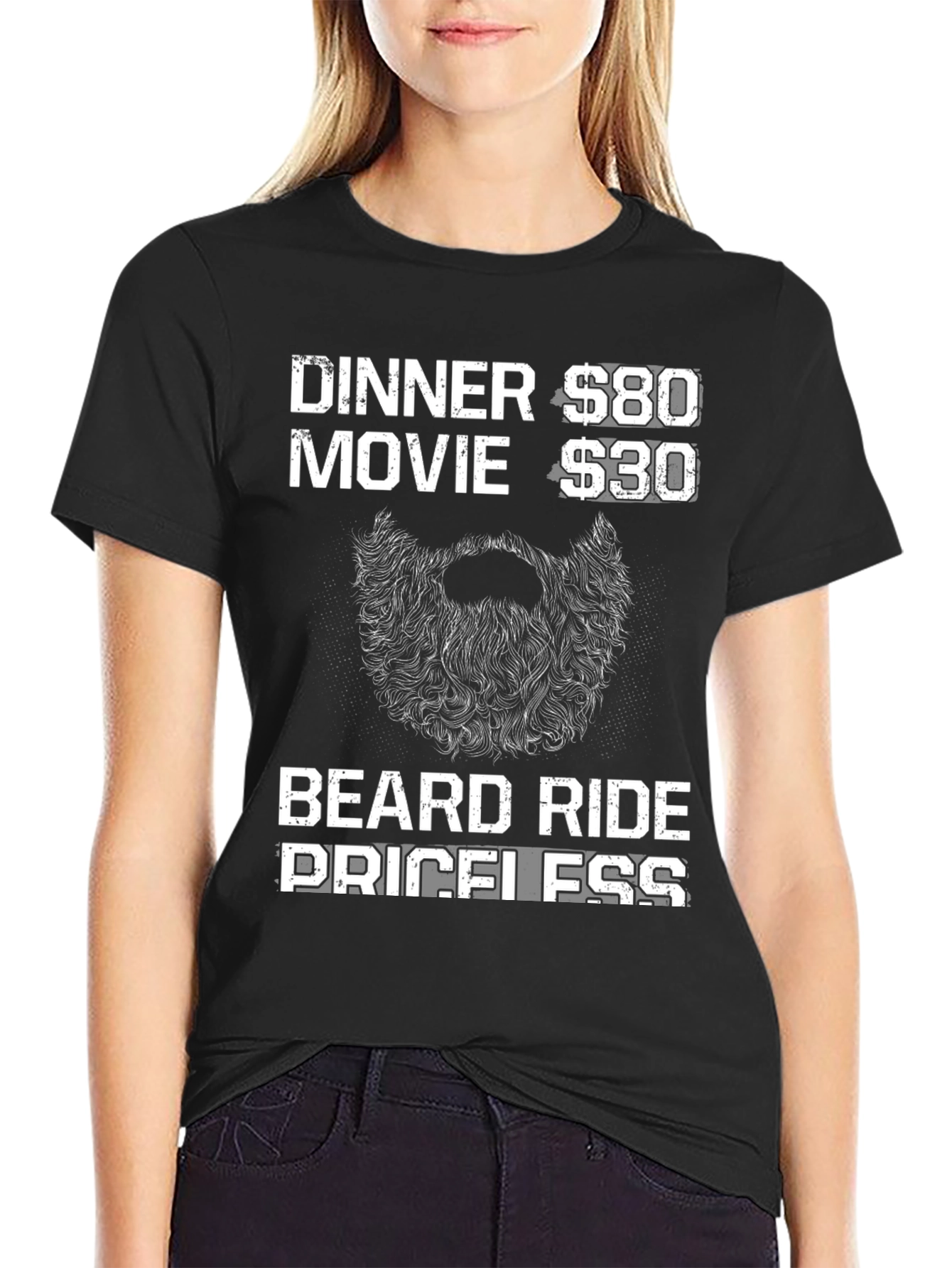Black Beard Ride Priceless Men's Black T-Shirt view 2