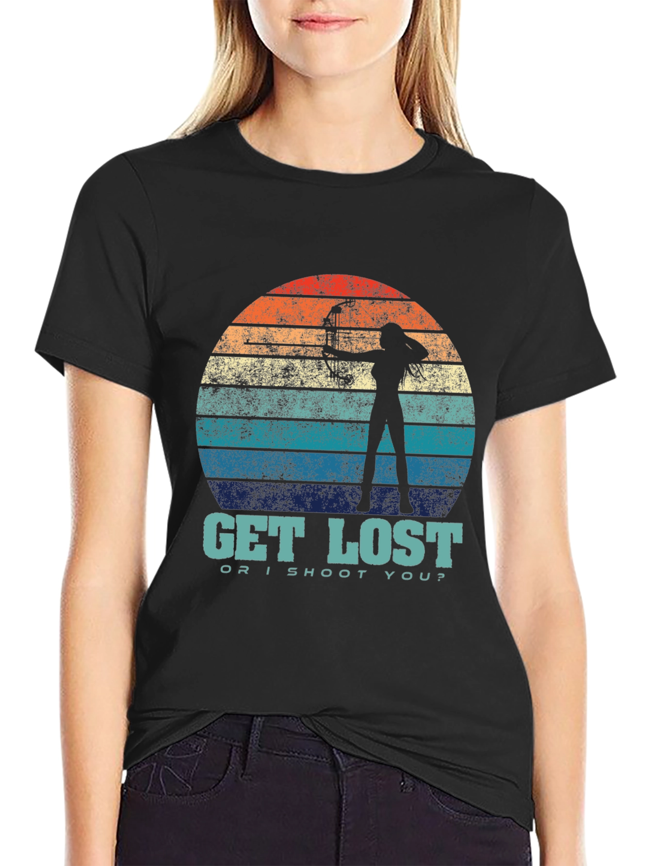 Black Get Lost Archer Graphic T-Shirt view 2