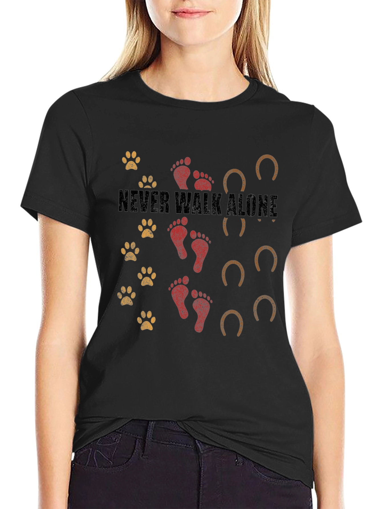 Black Never Walk Alone Graphic Print Tee view 2