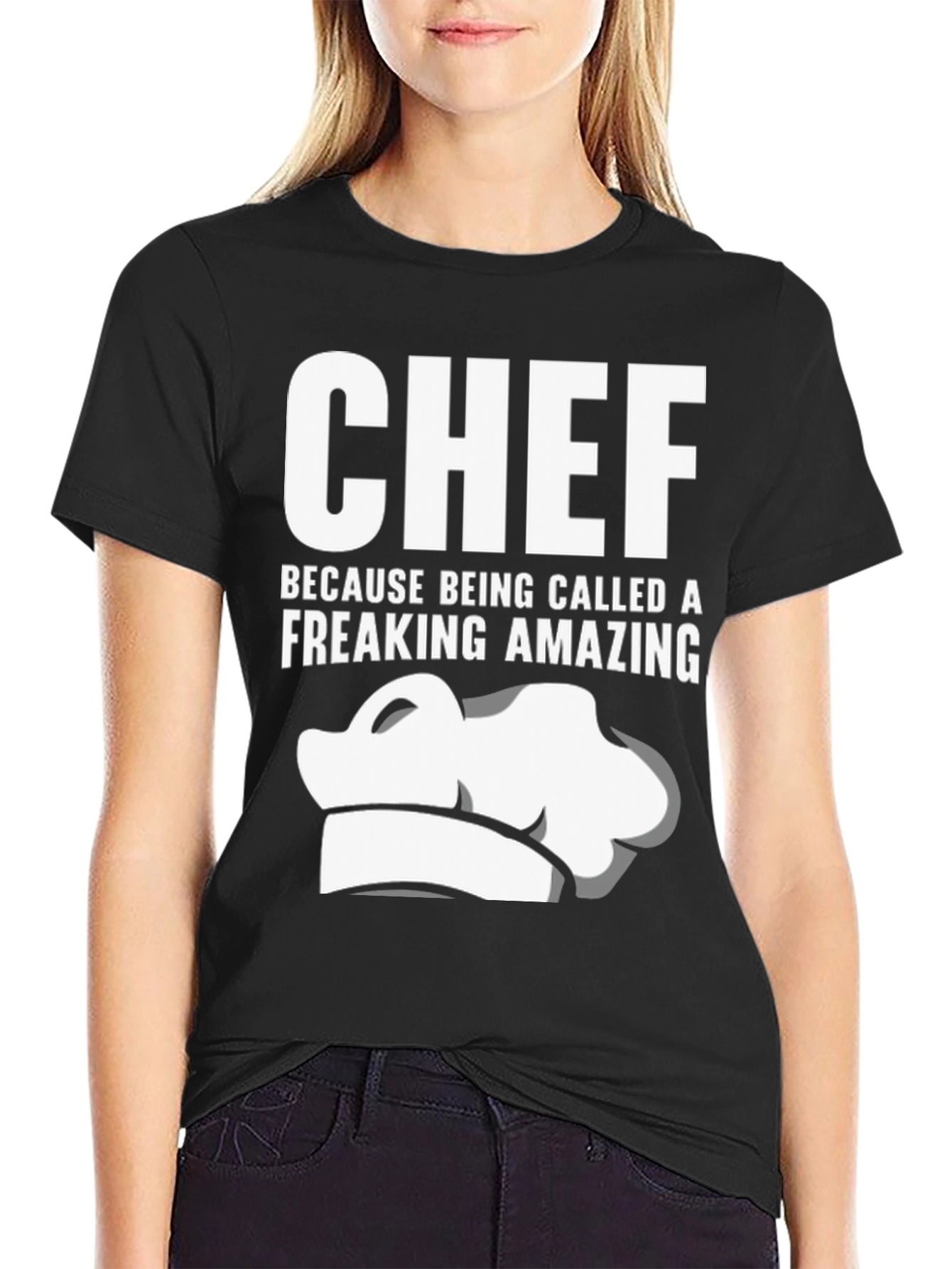 Black Chef Freaking Amazing T-Shirt - Black view 2