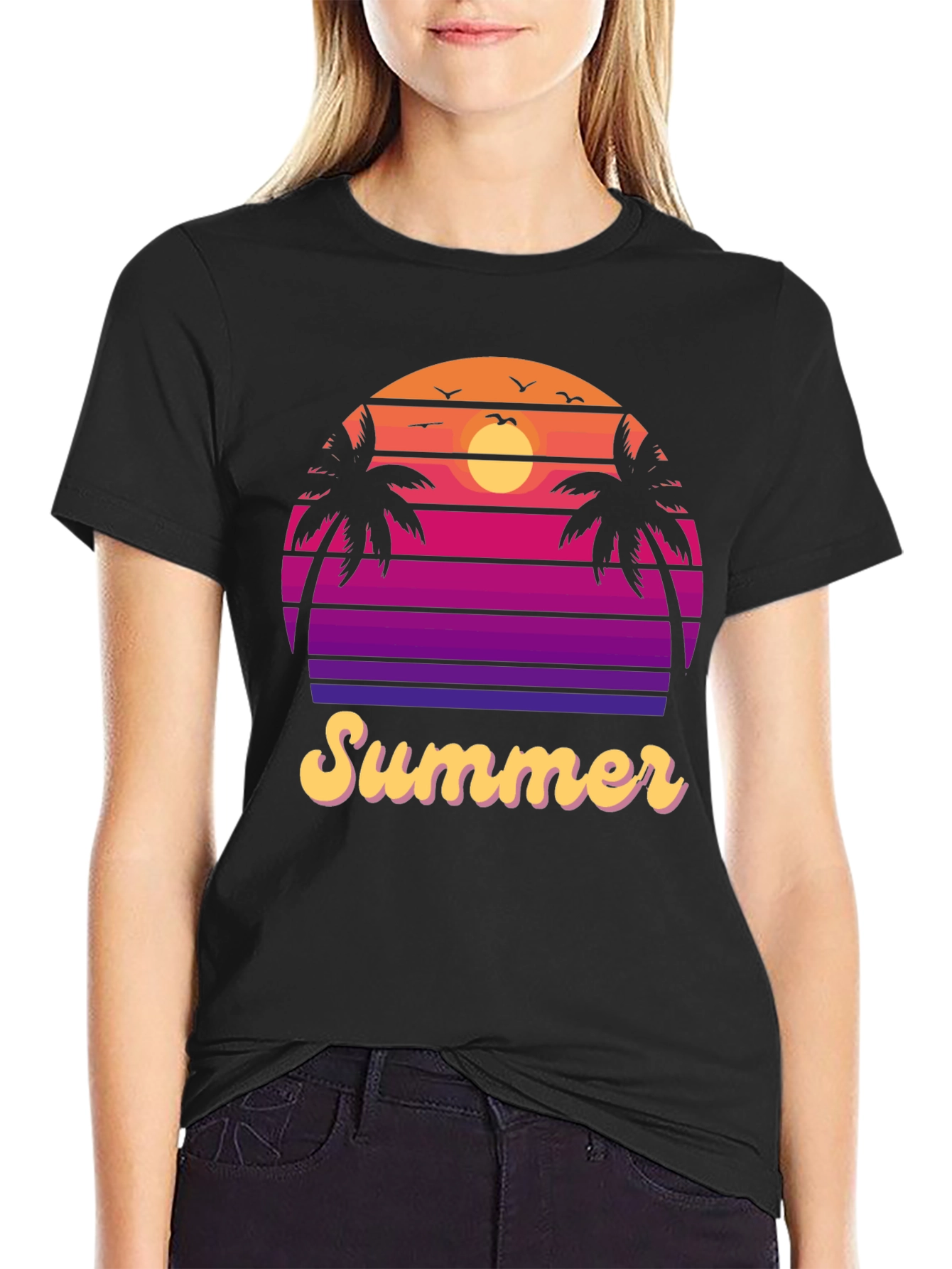 Black Retro Summer Vibes Tee view 2