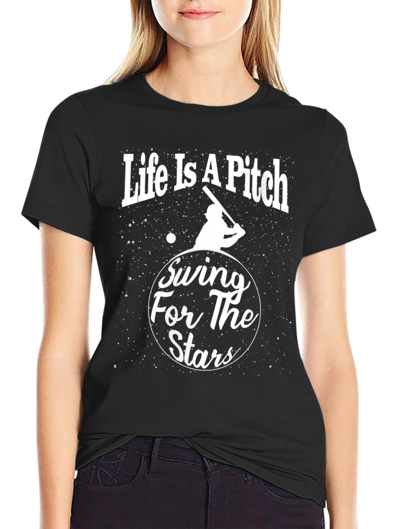 Black Life Is A Pitch Baseball Graphic Tee view 2