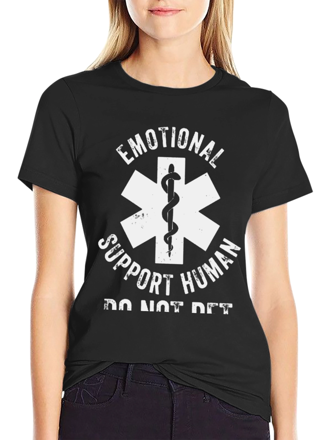 Black Emotional Support Human T-Shirt - Funny EMT Design view 2
