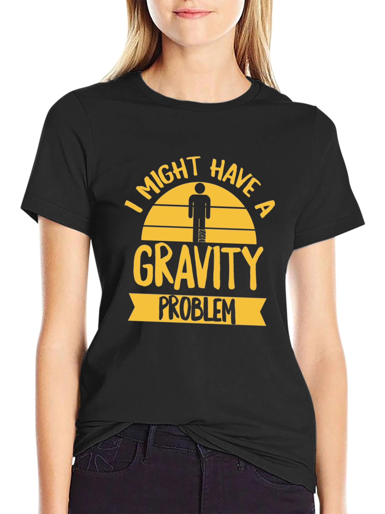 Black Gravity Problem Humor Graphic Tee view 2