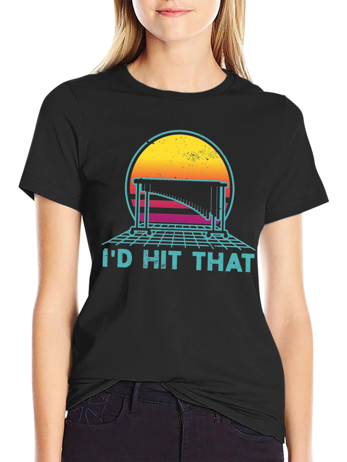 Black Retro Music T-Shirt - I'd Hit That Tee view 2