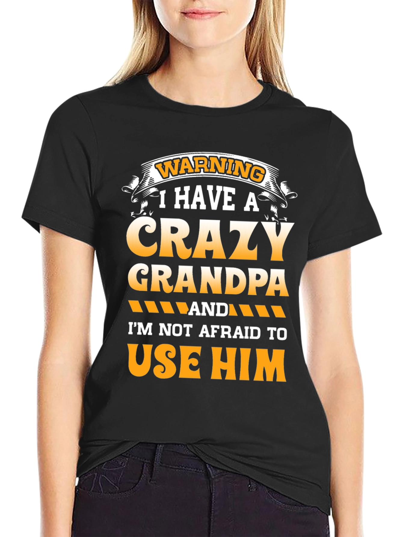 Black Crazy Grandpa T-Shirt - Warning Graphic Tee view 2