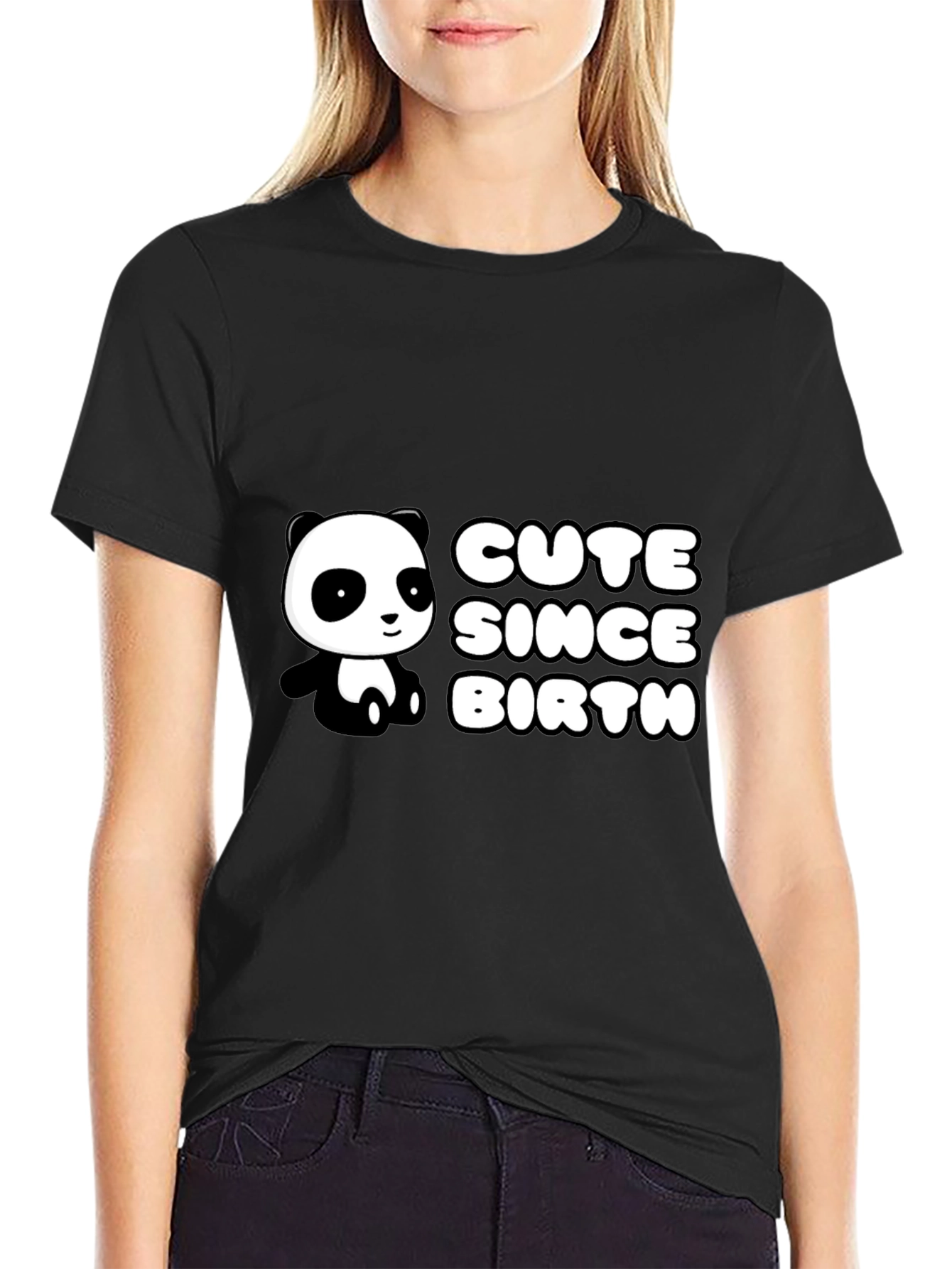 Black Cute Panda Since Birth Black T-Shirt view 2