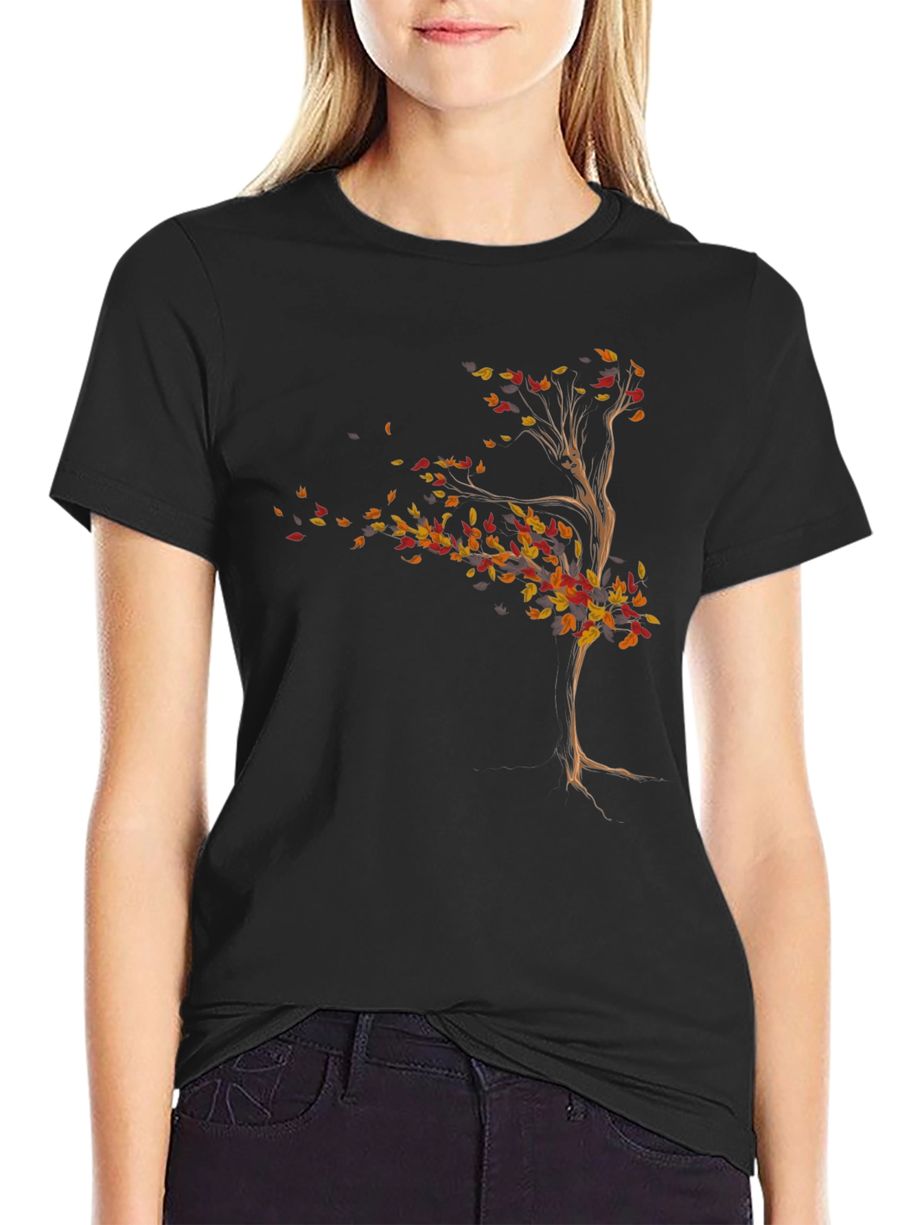 Black Autumn Tree Graphic T-Shirt - Stylish Fall Apparel view 2
