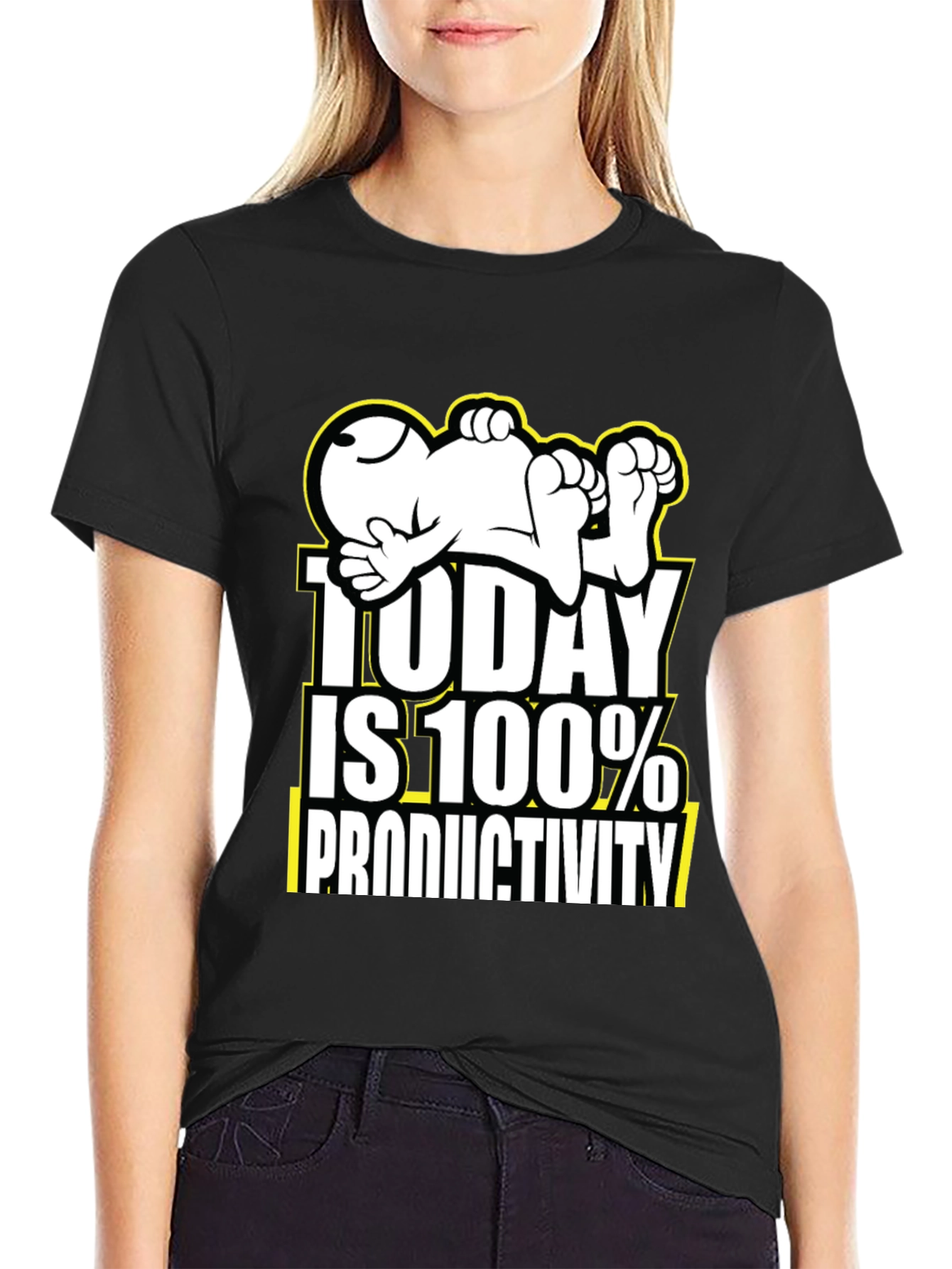 Black Funny Snoopy Today is 100% Productivity T-Shirt view 2