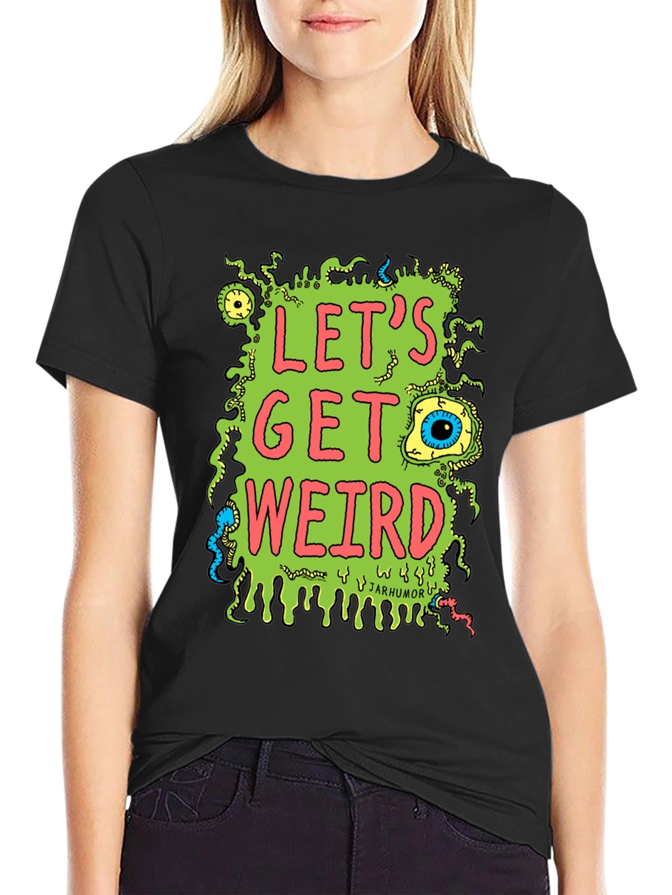Black Let's Get Weird Graphic T-Shirt view 2