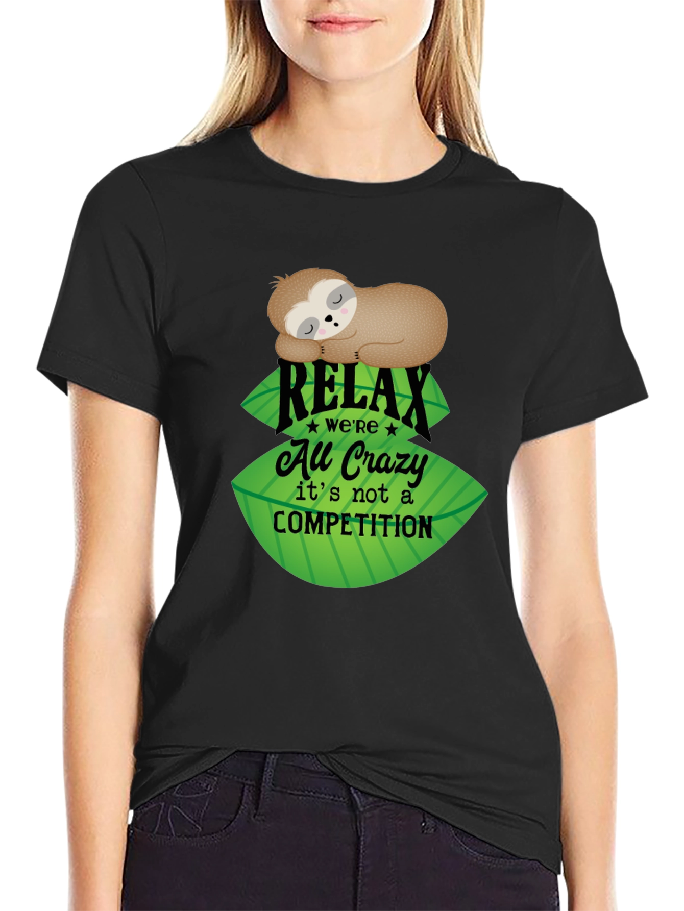 Black Relax Sloth Tee - No Competition view 2