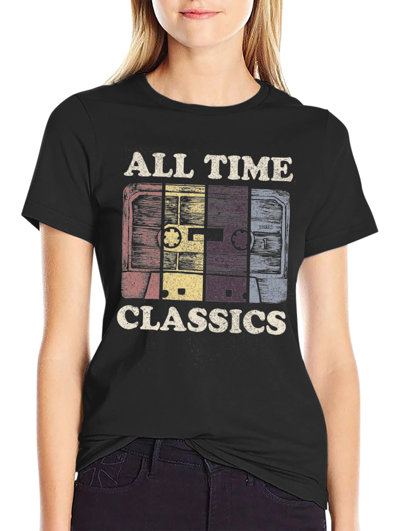Black Retro Cassette Tape T-Shirt - All Time Classics Tee view 2