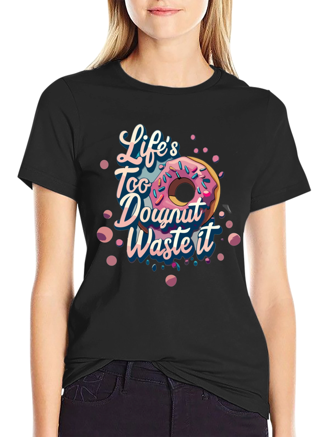Black Life's Too Doughnut Waste It Graphic Tee view 2
