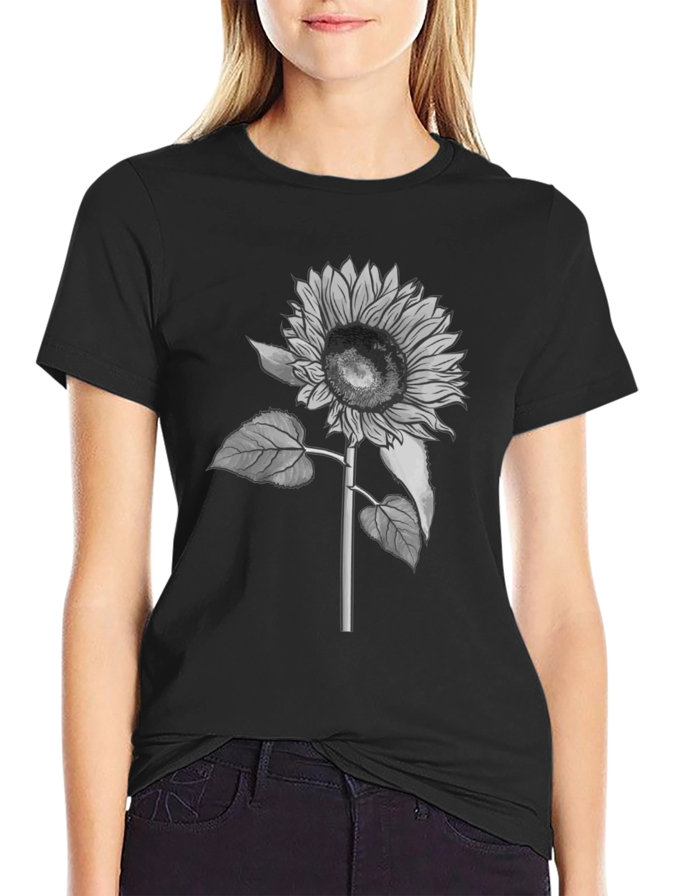 Black Sunflower Graphic T-Shirt - Black Casual Tee view 2