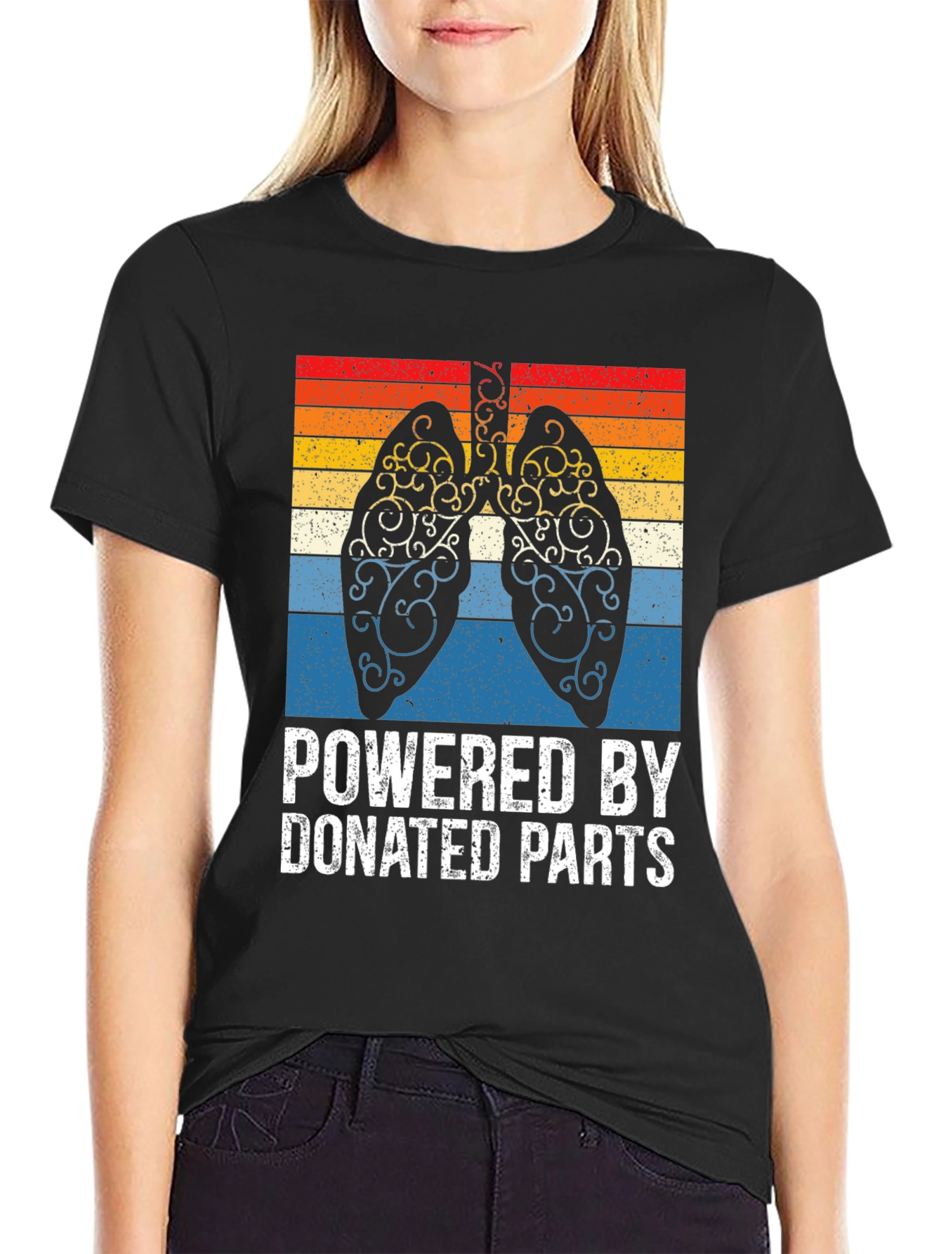 Black Powered by Donated Parts T-Shirt view 2