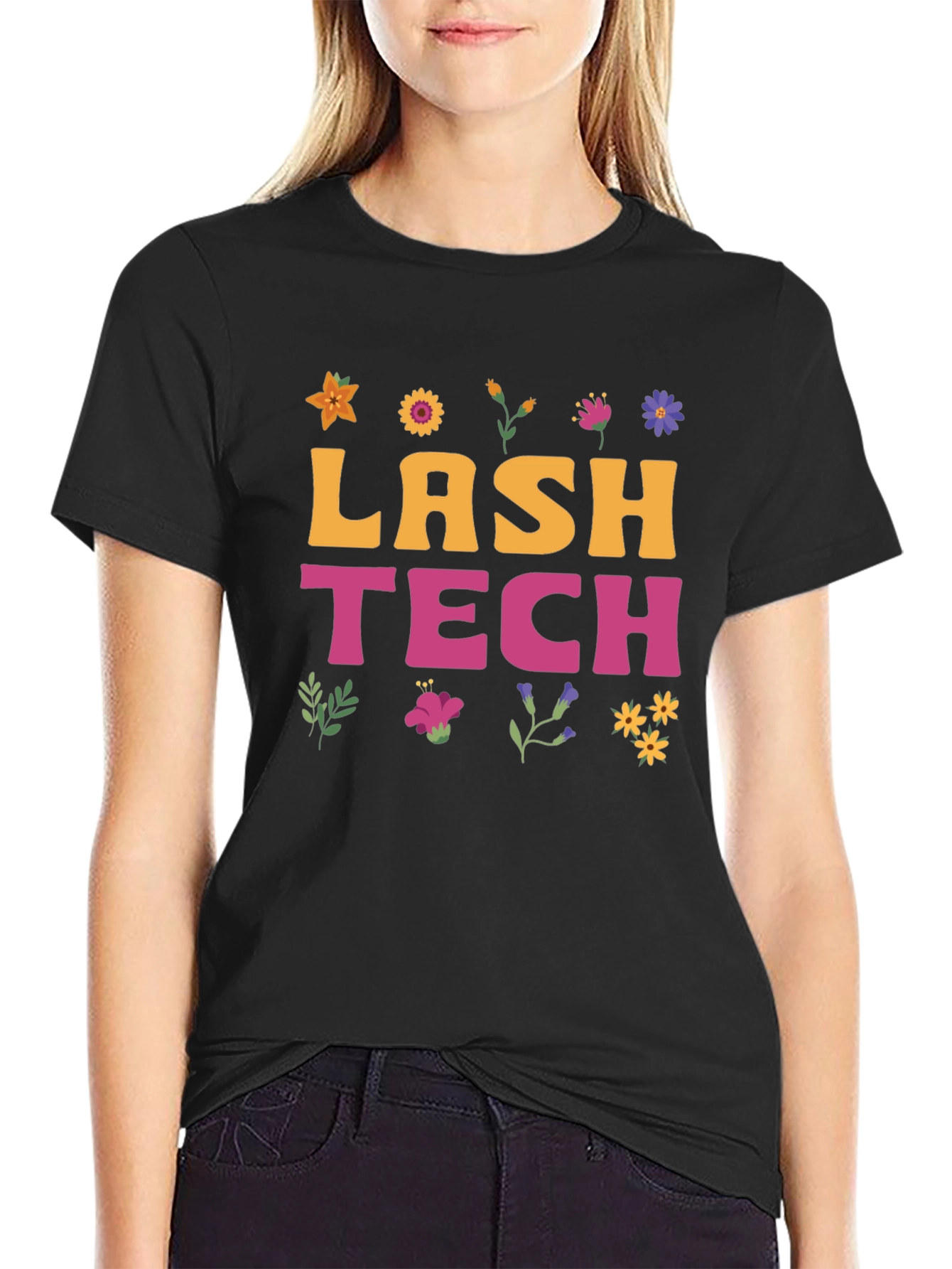 Black Lash Tech Flower Graphic Tee view 2