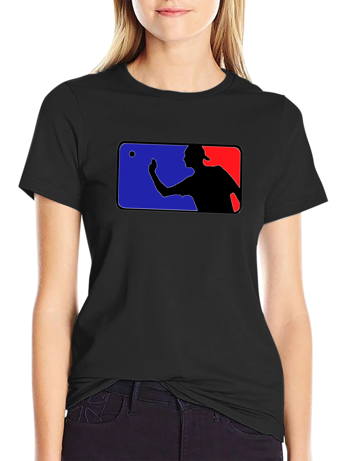 Black Funny Baseball Player T-Shirt - Black view 2