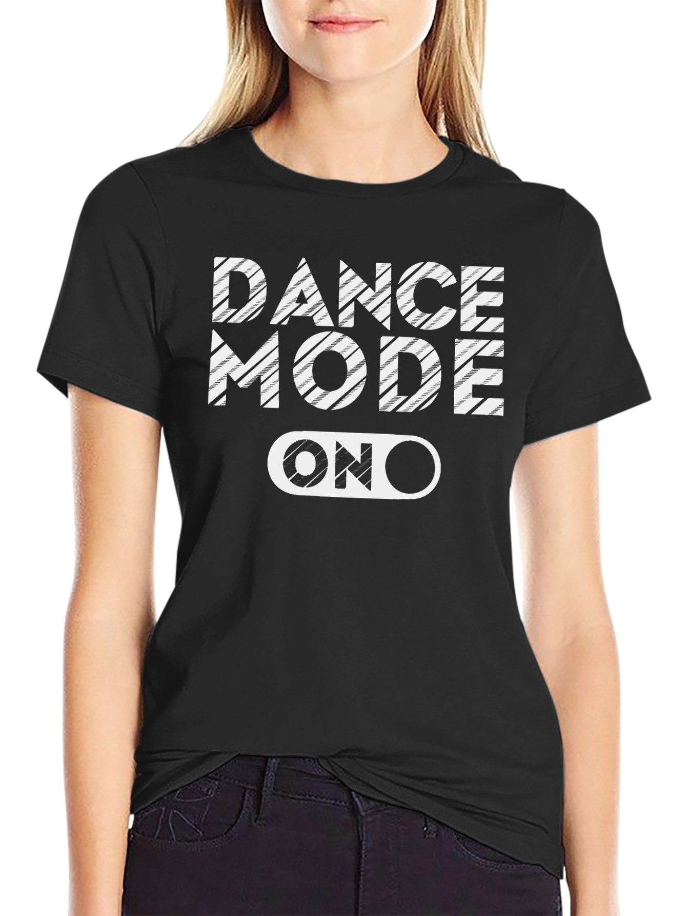 Black Dance Mode On Graphic Black T-Shirt view 2