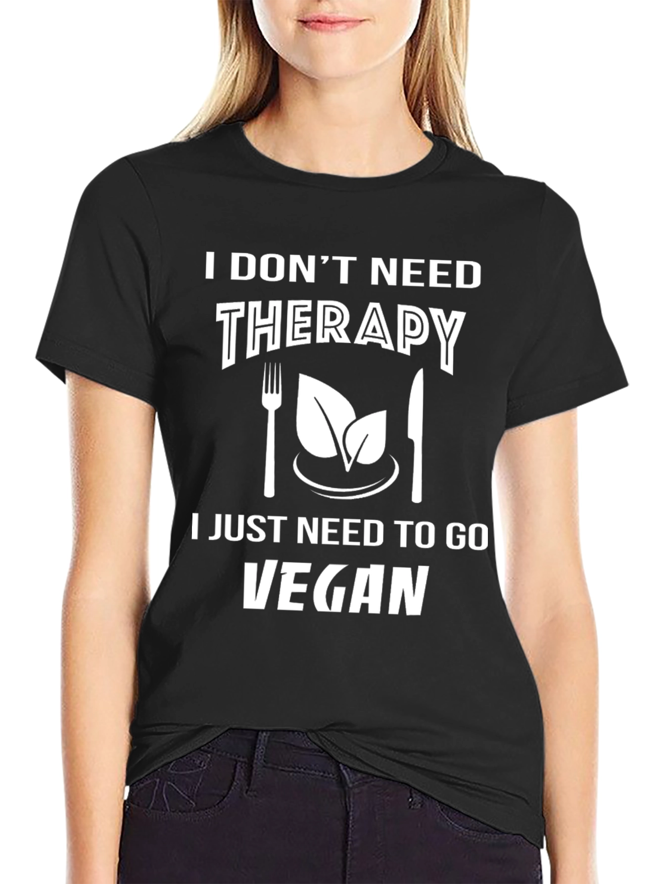 Black Vegan Therapy Graphic Tee - Black view 2
