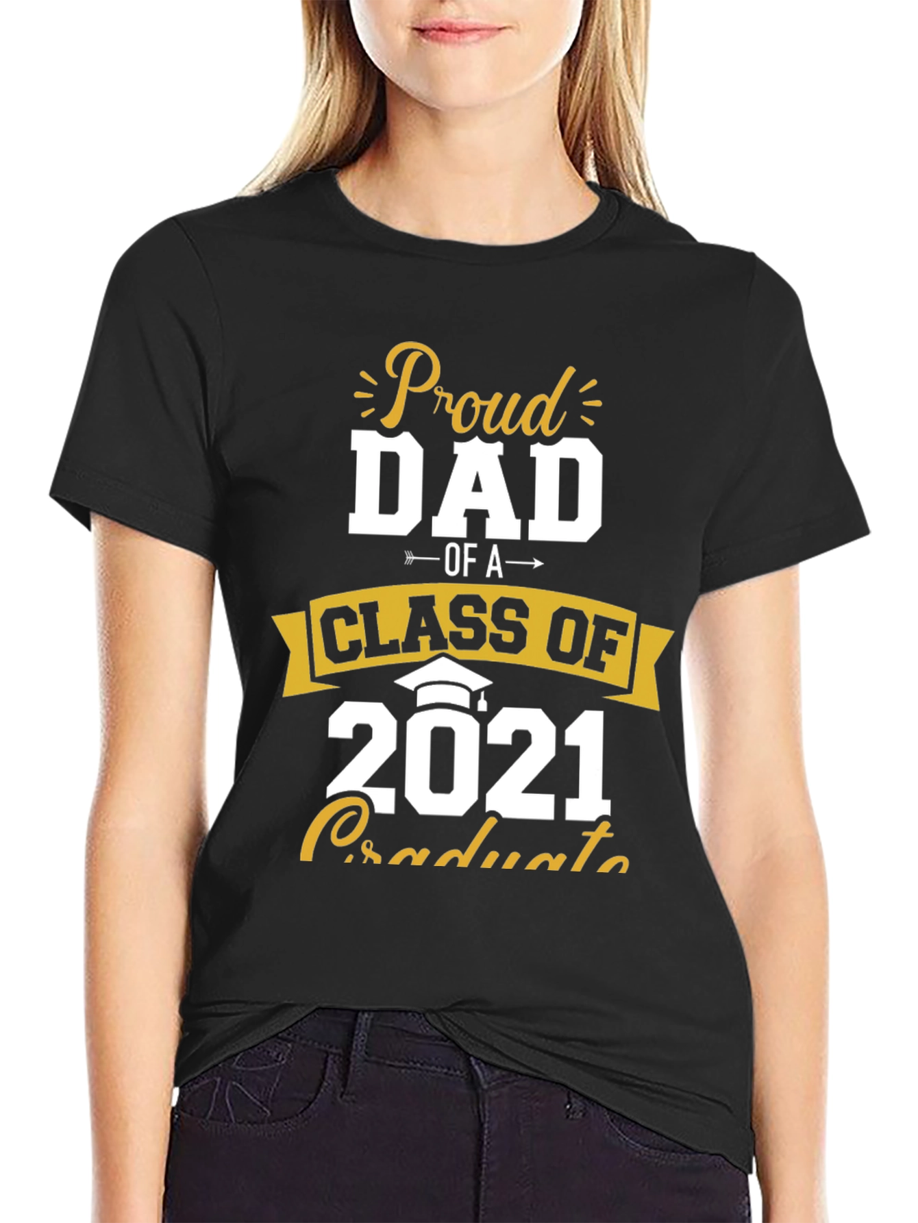 Black Proud Dad Class of 2021 Graduate T-Shirt view 2