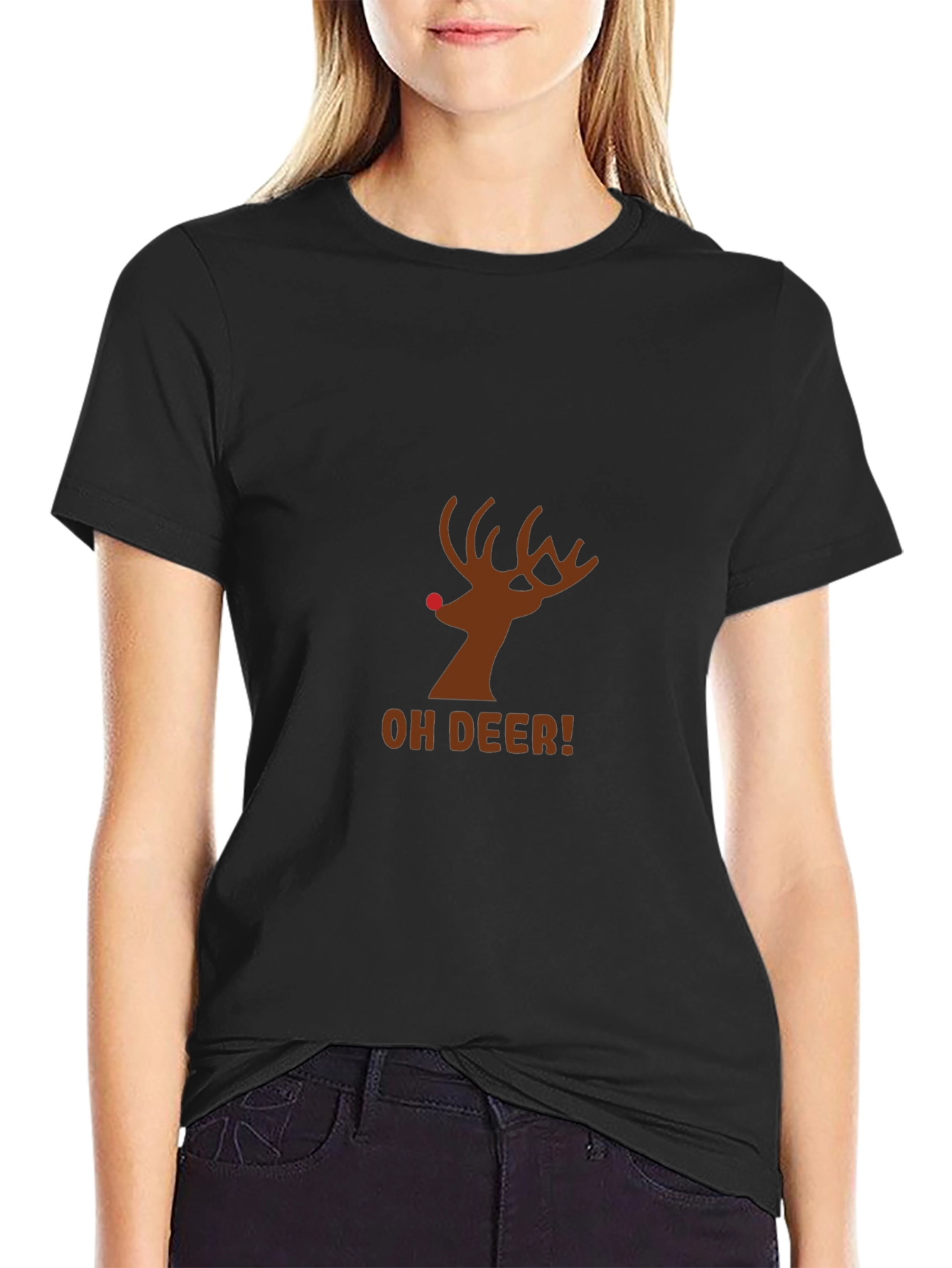 Black Oh Deer! Graphic T-Shirt view 2