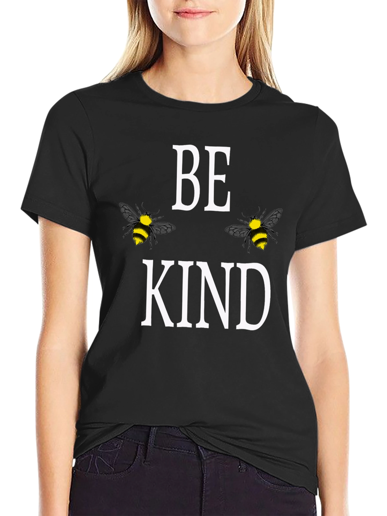 Black Be Kind Bee Graphic T-Shirt - Trendy Casual Wear view 2