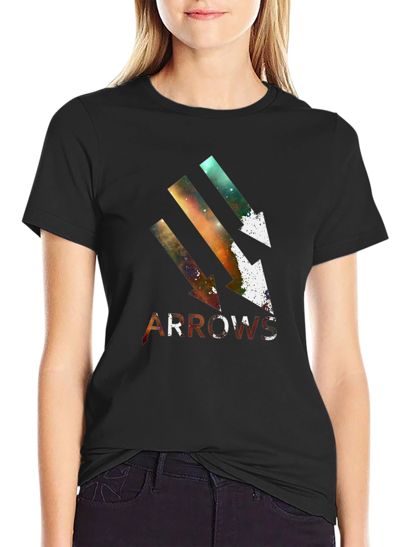 Black Arrows Graphic Print Black T-Shirt view 2