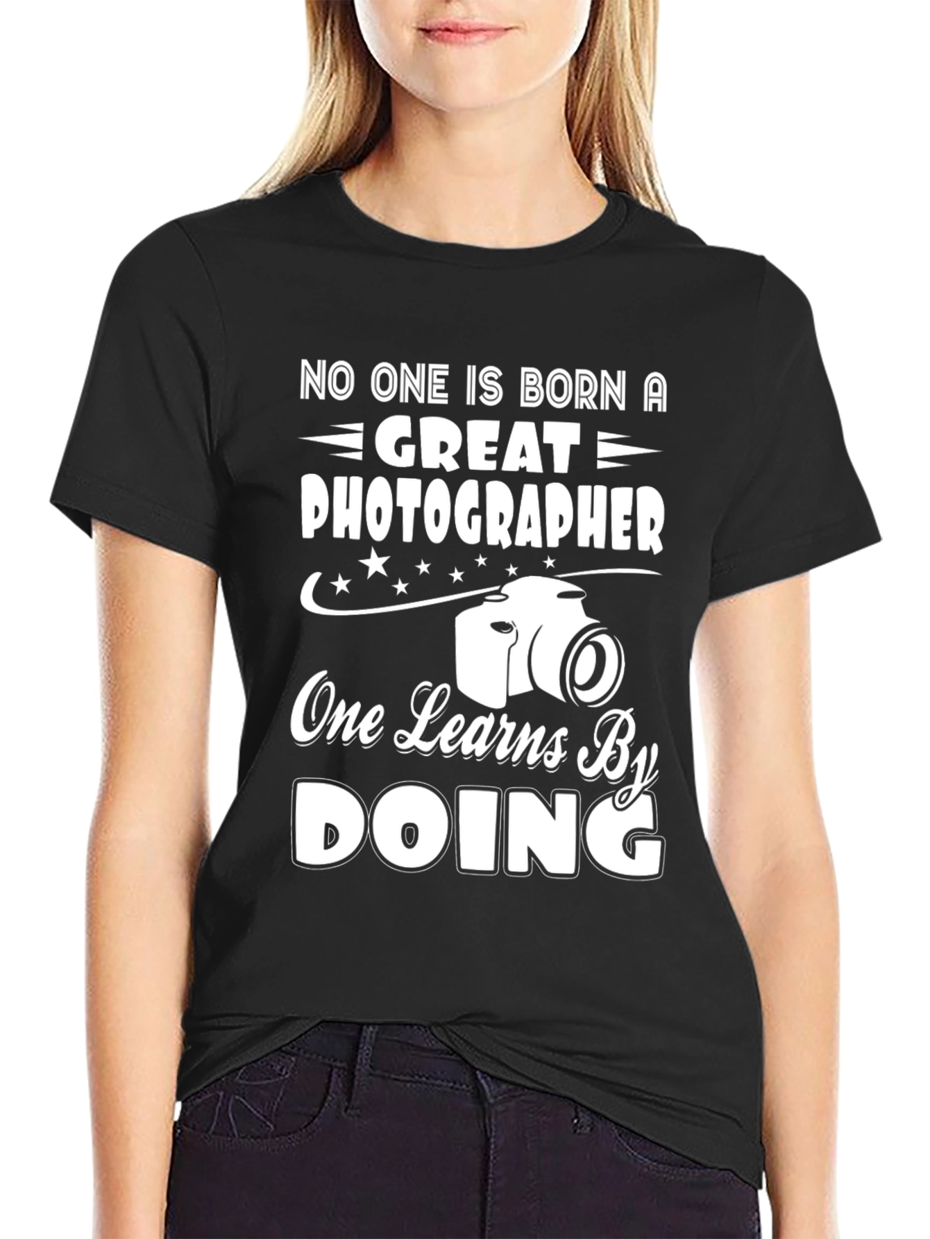 Black Photographer T-Shirt - Great Photographer One Learns By Doing view 2
