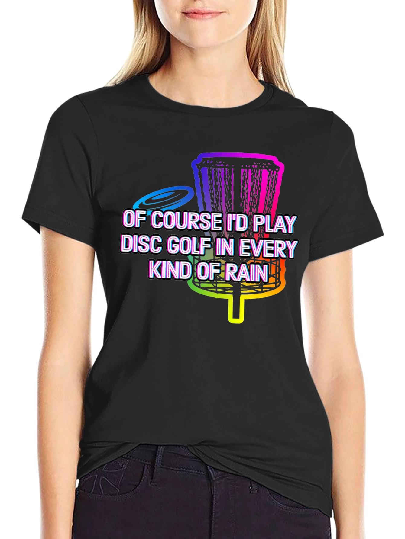 Black Disc Golf in Every Kind of Rain Graphic Tee view 2