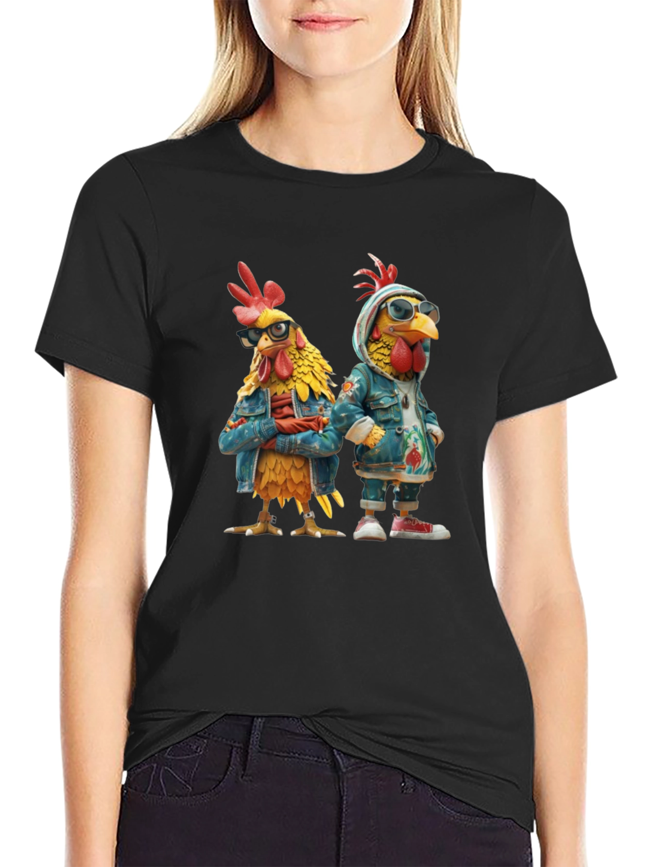 Black Cool Chickens T-Shirt - Urban Style view 2