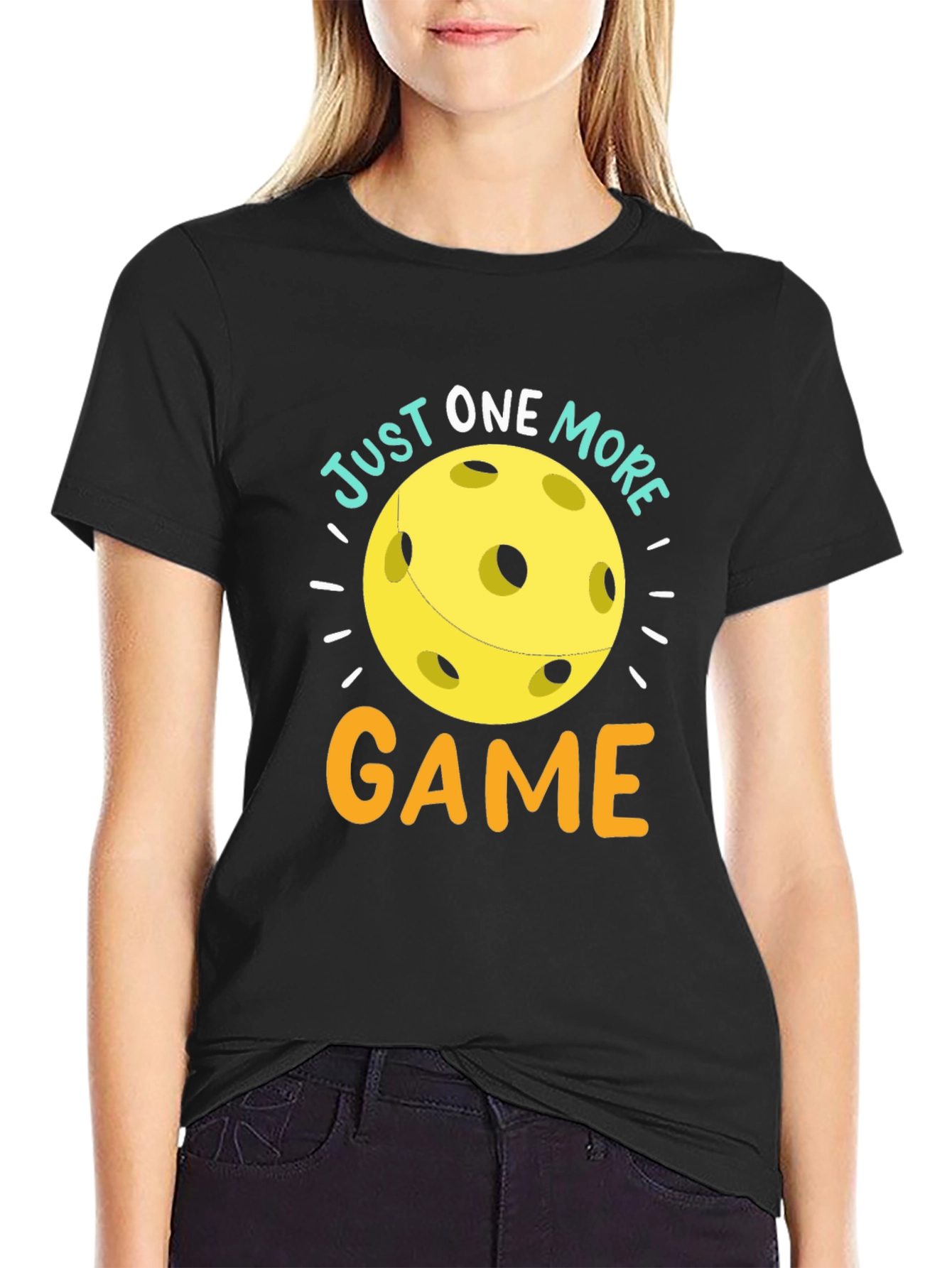 Black Just One More Game Pickleball T-Shirt view 2
