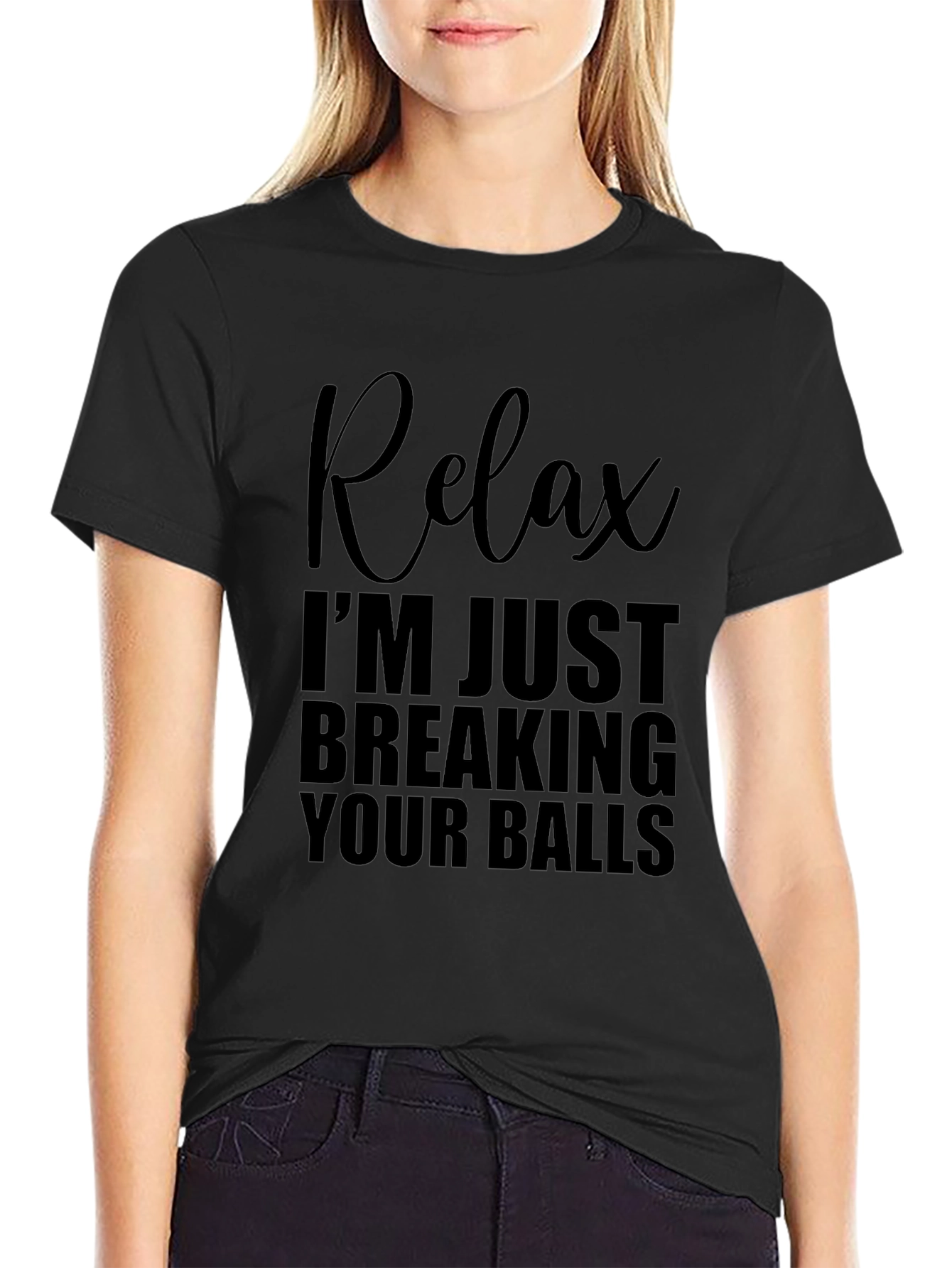 Black Relax Breaking Balls Graphic T-Shirt - Mens Novelty Tee view 2