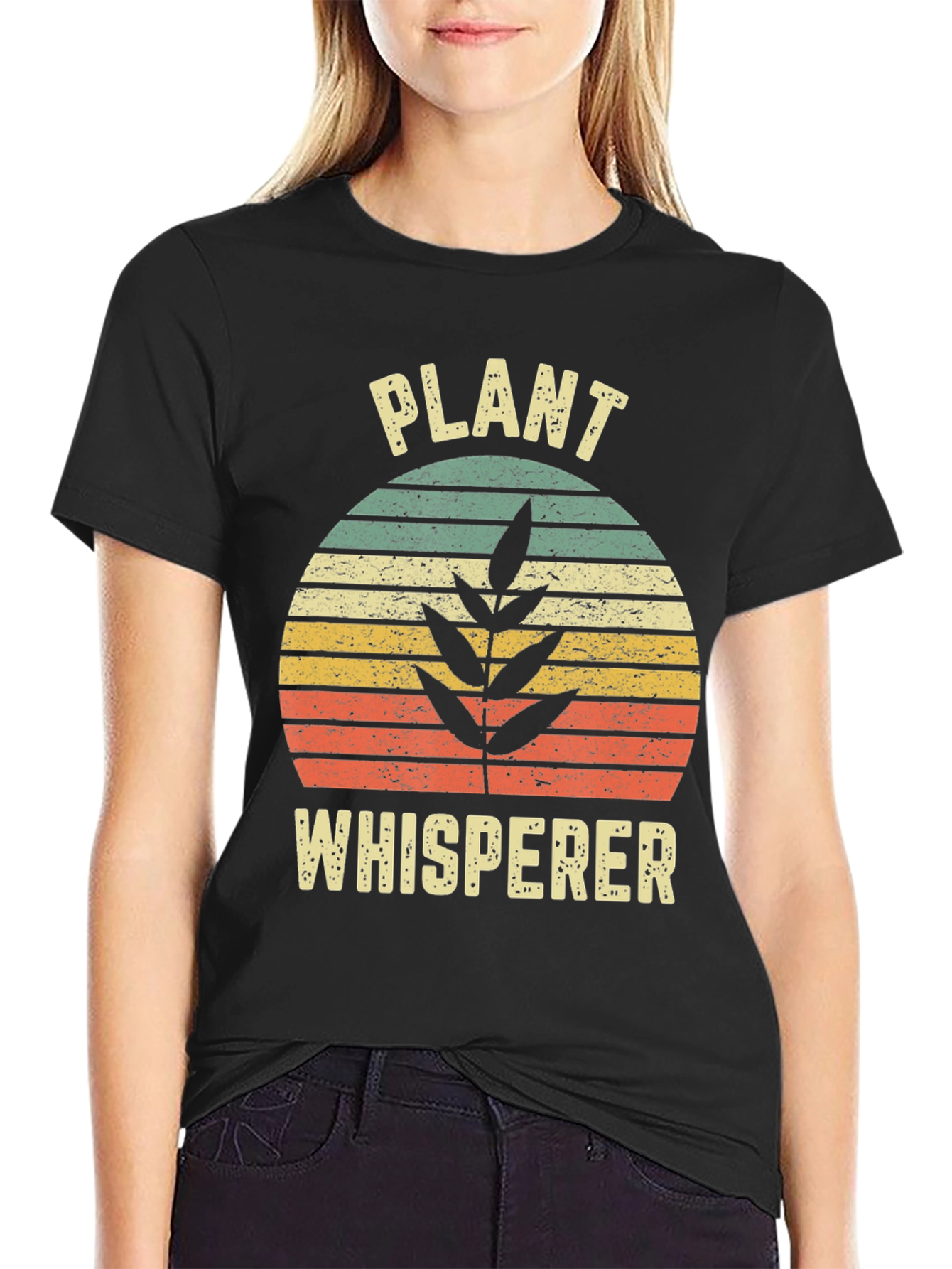 Black Plant Whisperer Retro T-Shirt view 2