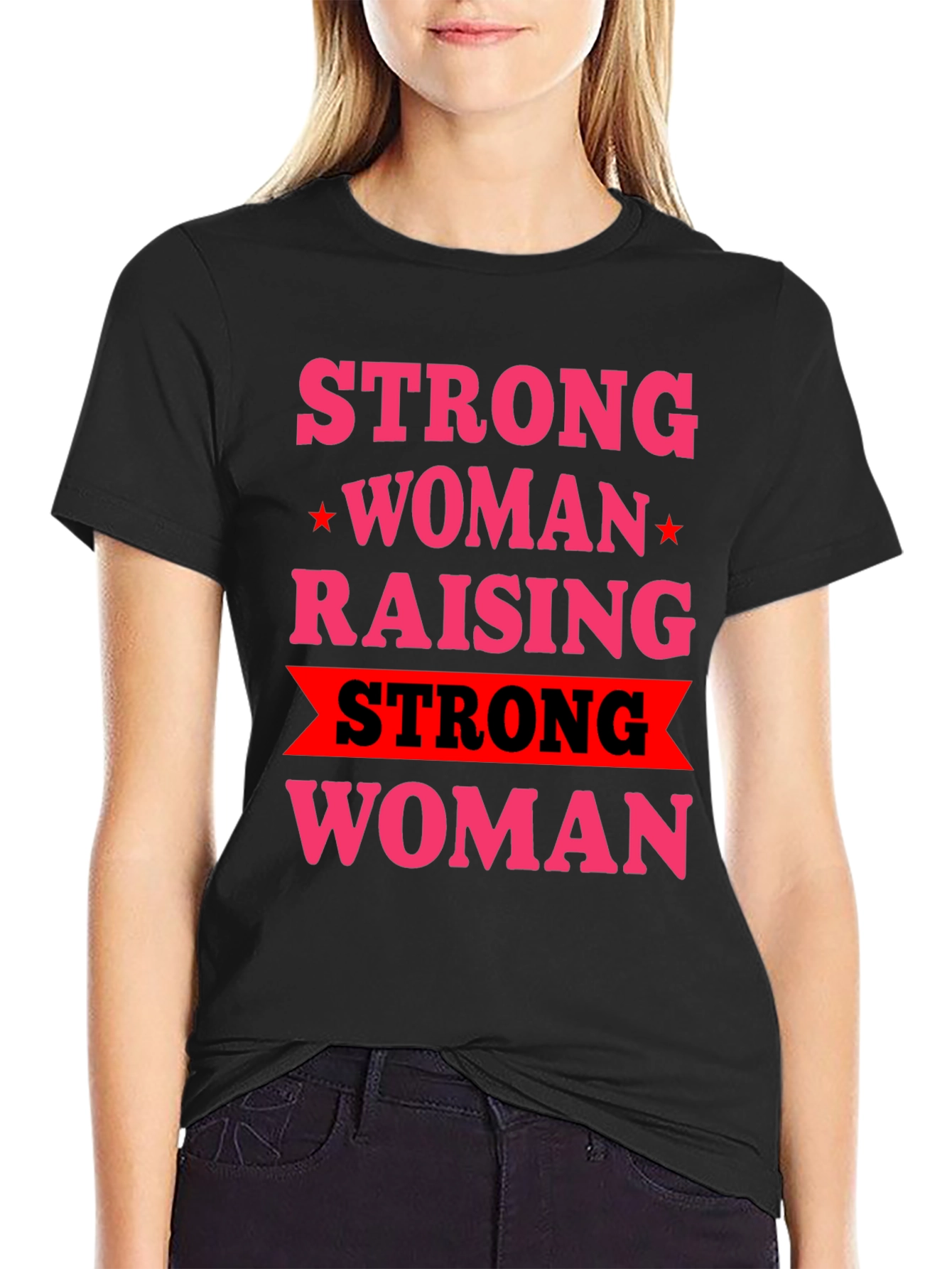 Black Strong Woman Raising Strong Woman Graphic Tee view 2