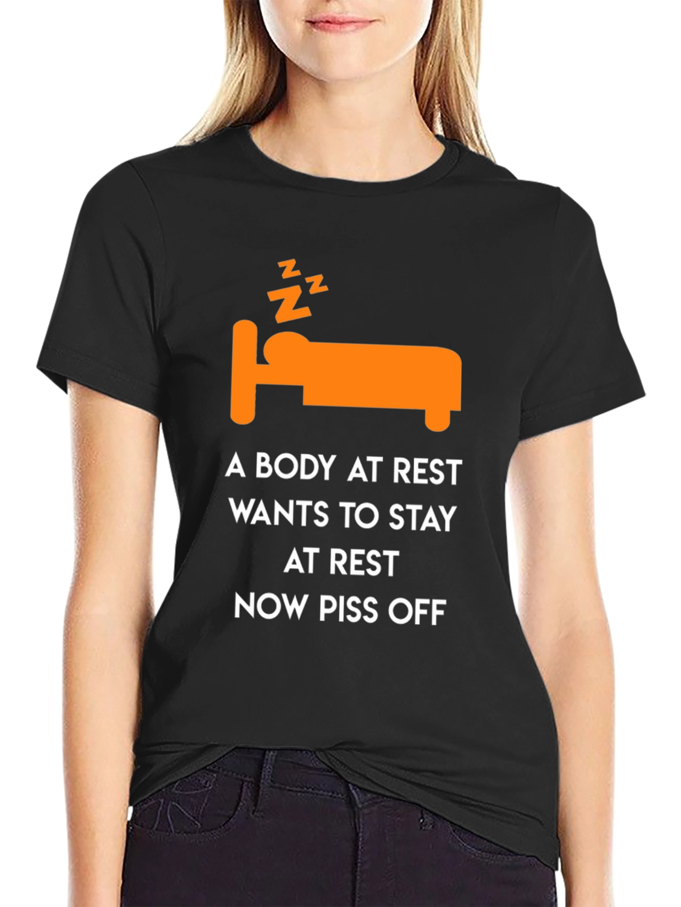 Black Funny Sleepy T-Shirt: A Body At Rest view 2
