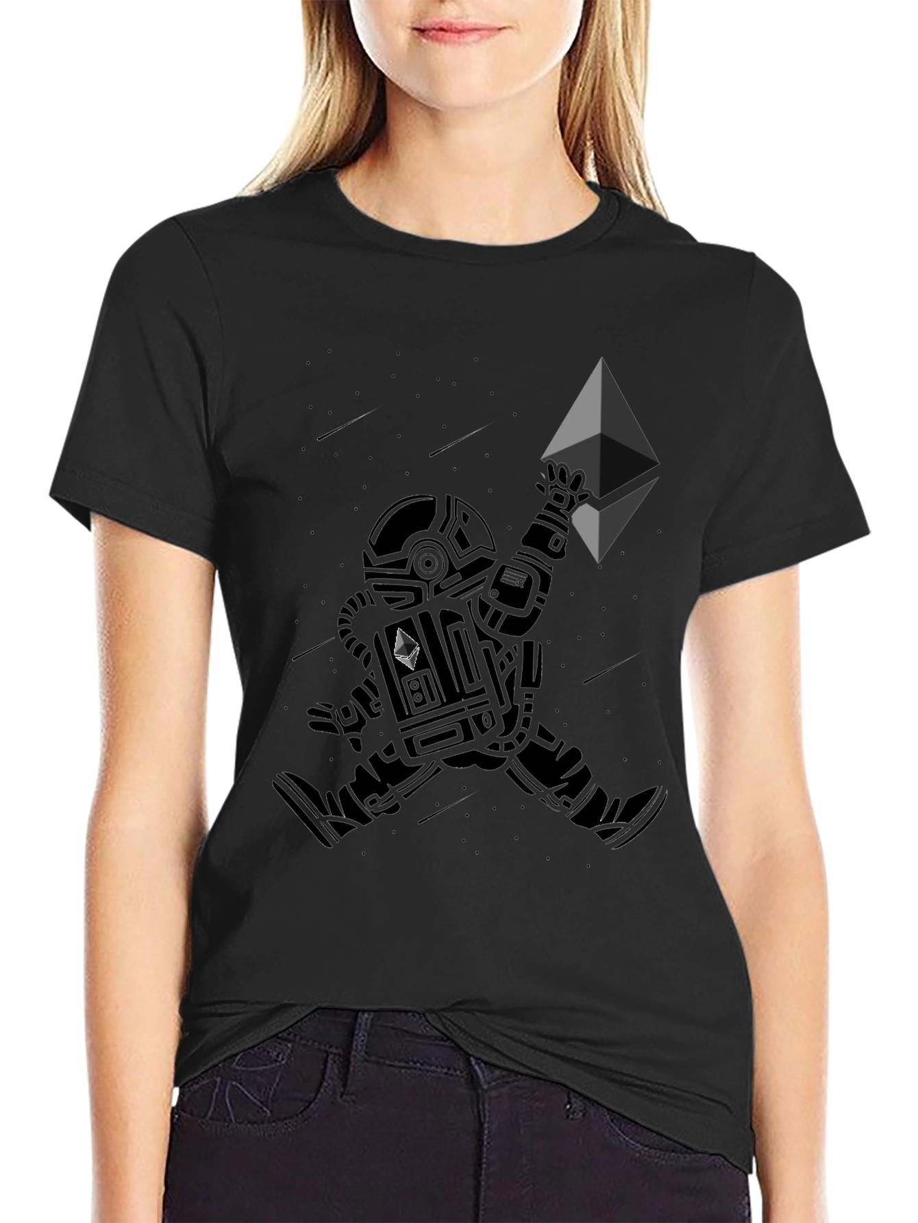 Black Astronaut Ethereum Crypto Black T-Shirt view 2