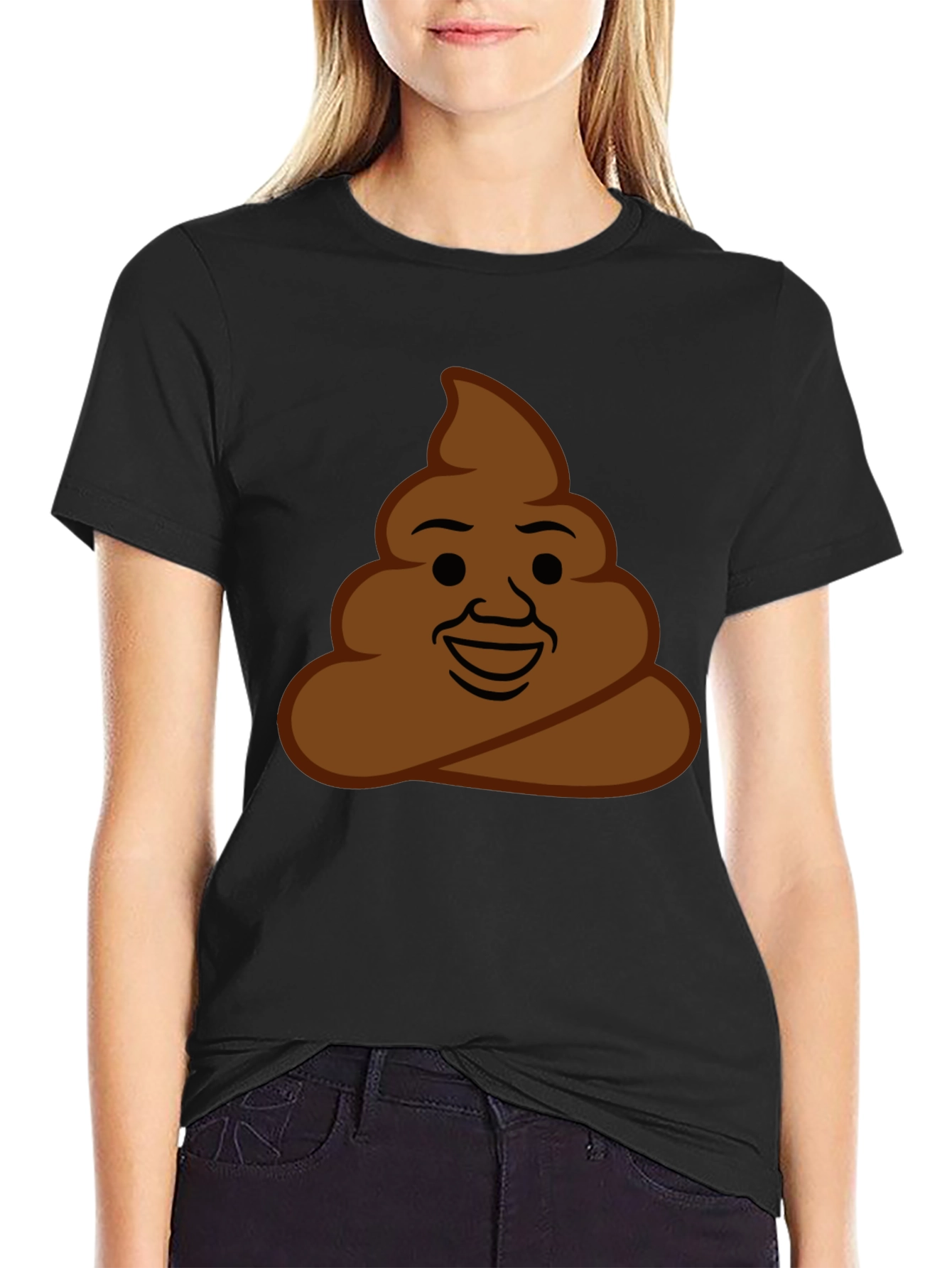 Black Poop Emoji Graphic Tee - Funny Unisex T-Shirt view 2