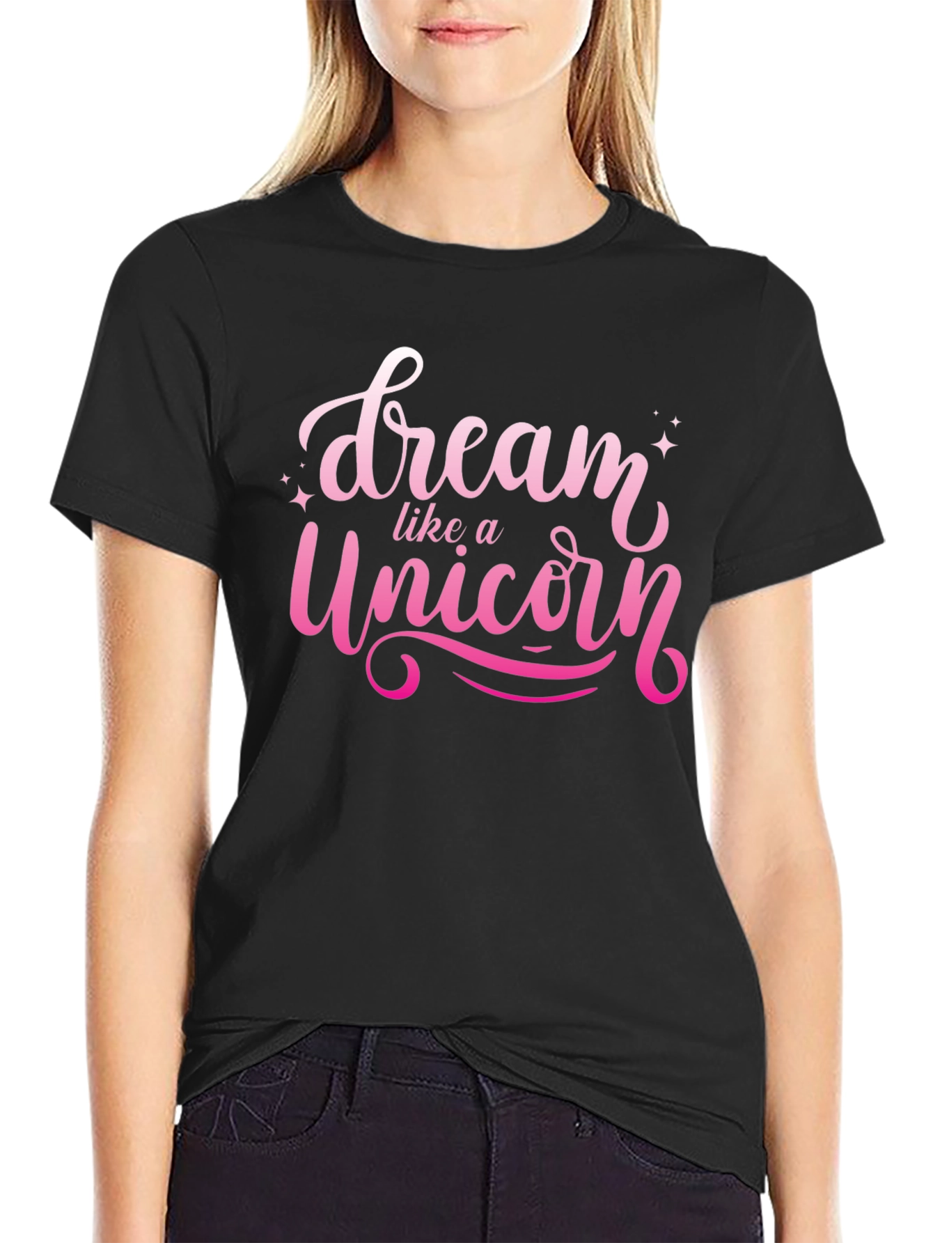 Black Dream Like a Unicorn Black T-Shirt view 2