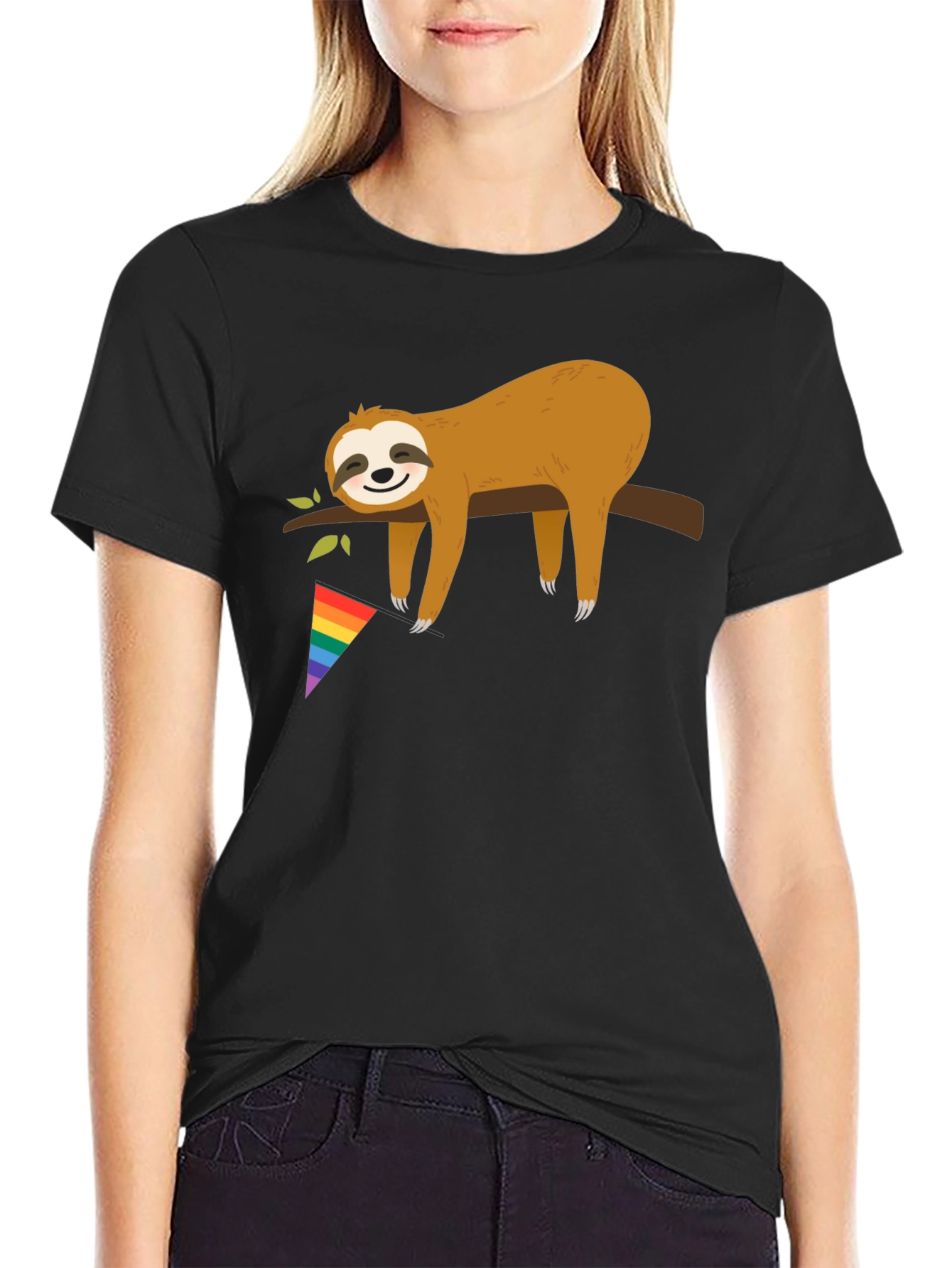 Black Sloth Pride T-Shirt - LGBT Support view 2