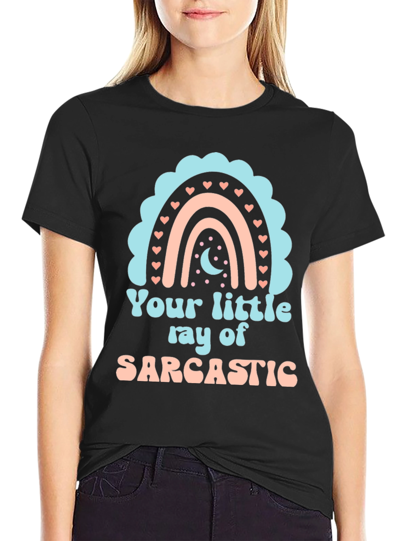 Black Sarcastic Rainbow Graphic Tee view 2