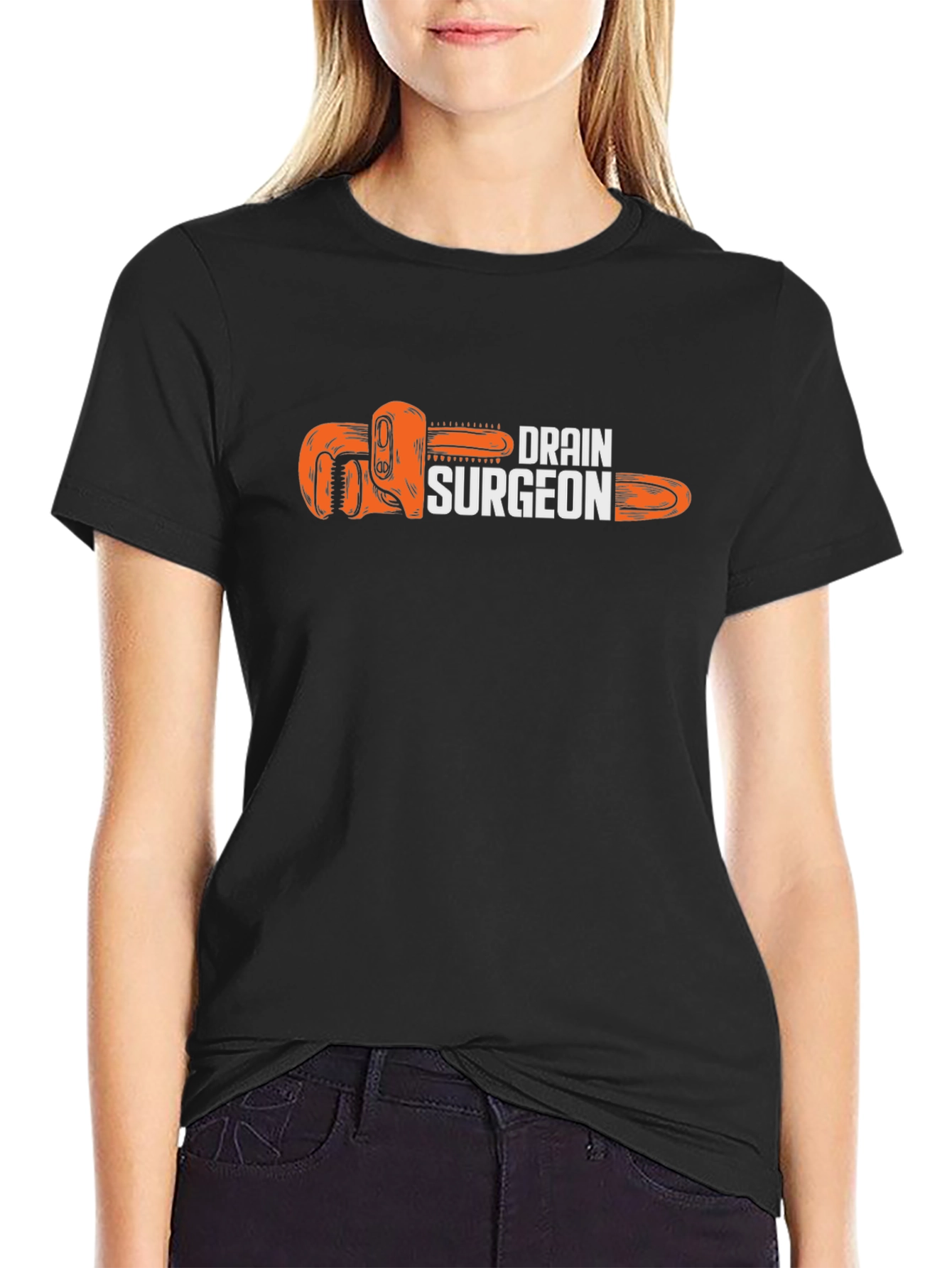 Black Drain Surgeon Funny Plumber T-Shirt view 2