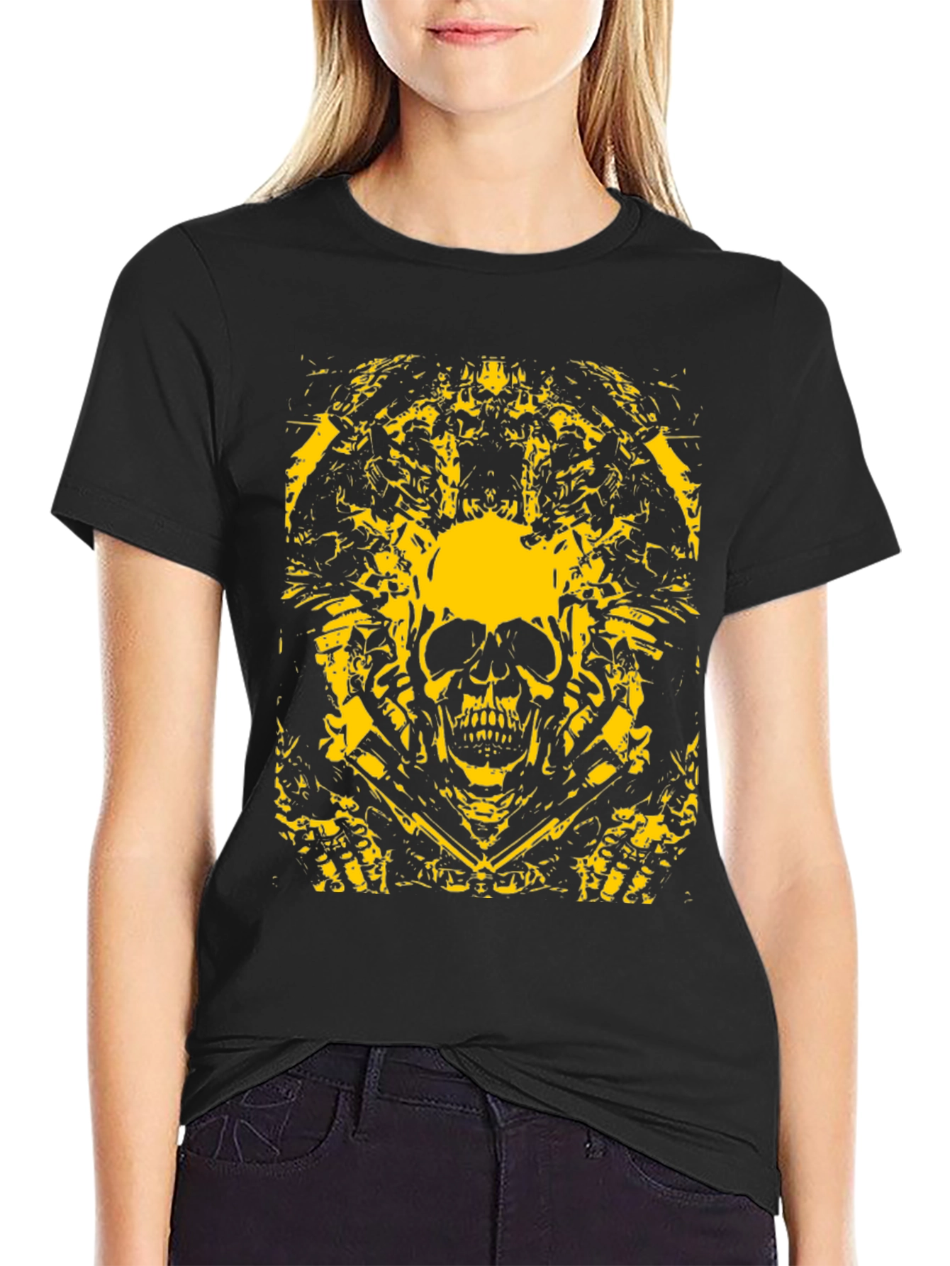 Black Skull Graphic Black T-Shirt - Bold & Edgy Design view 2