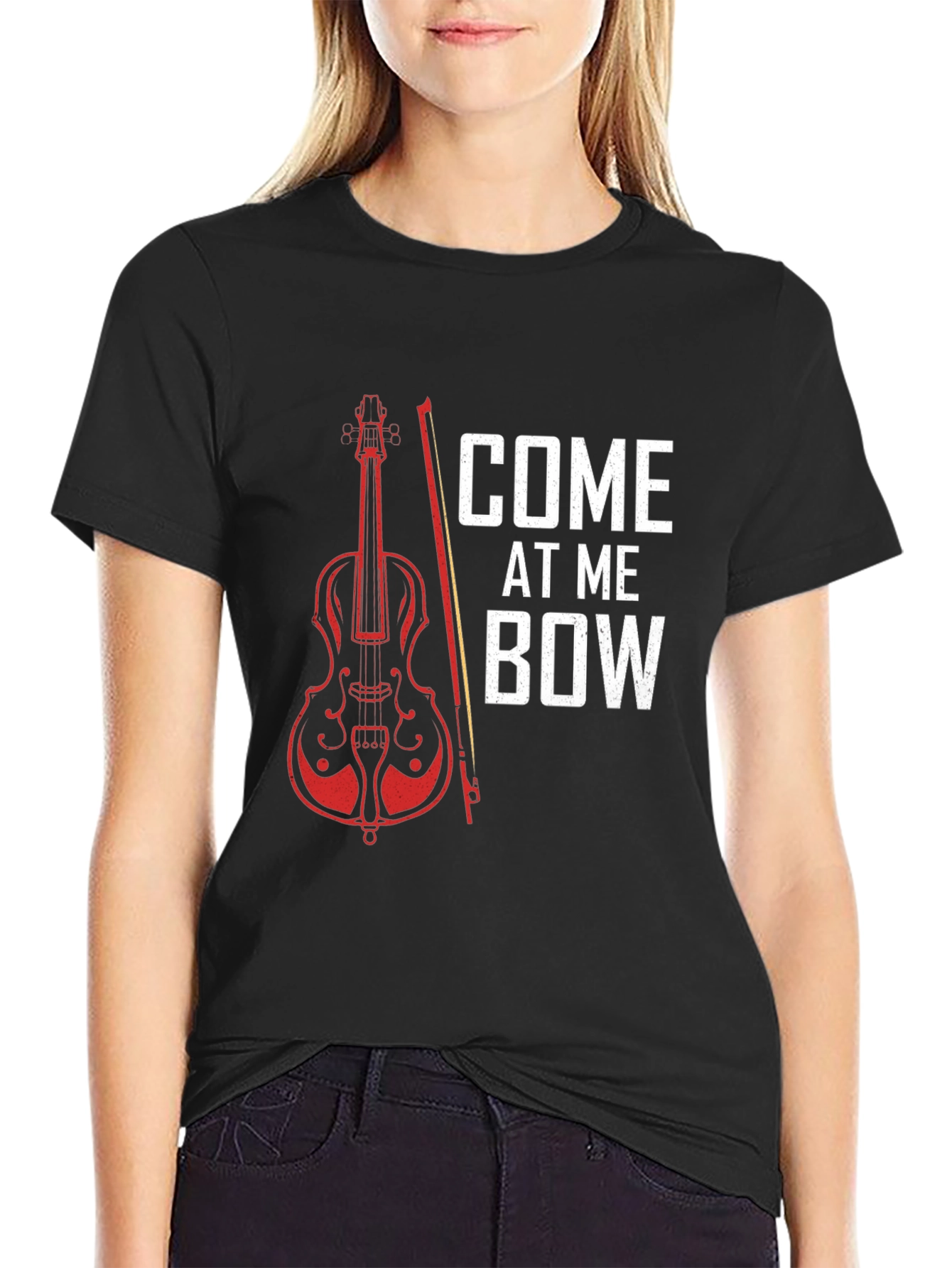 Black Come At Me Bow T-Shirt - Musician Gift view 2