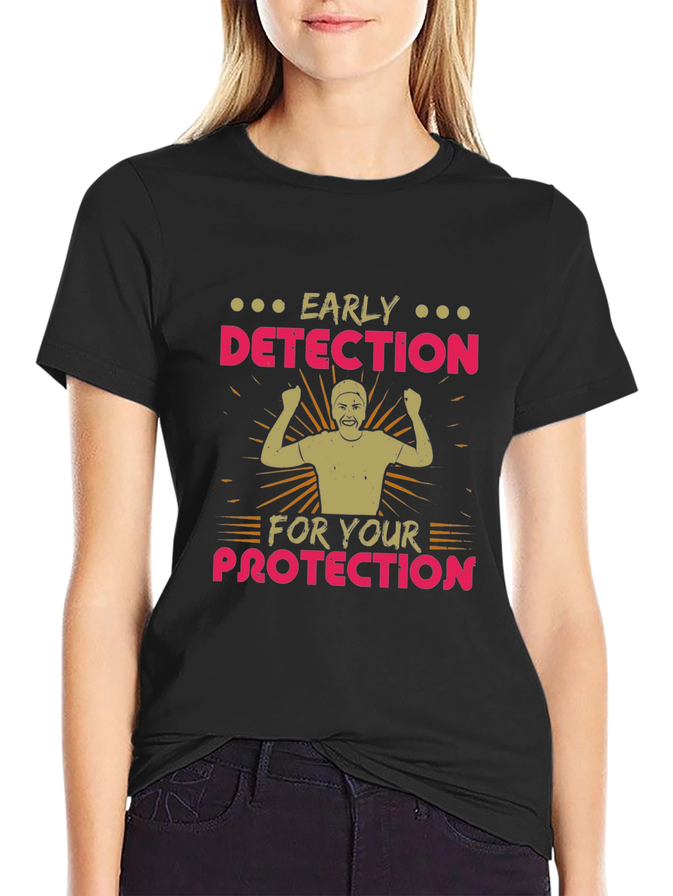 Black Early Detection Protection Black T-Shirt view 2