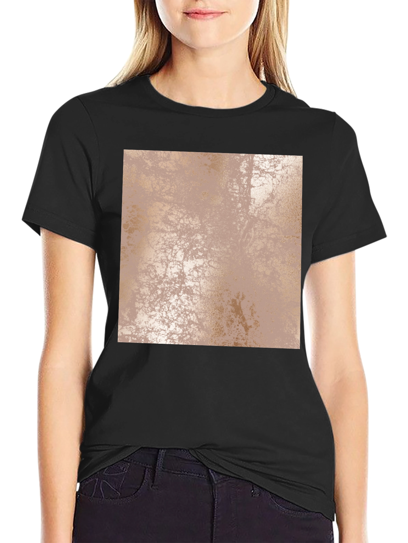 Black Abstract Design Black T-Shirt view 2